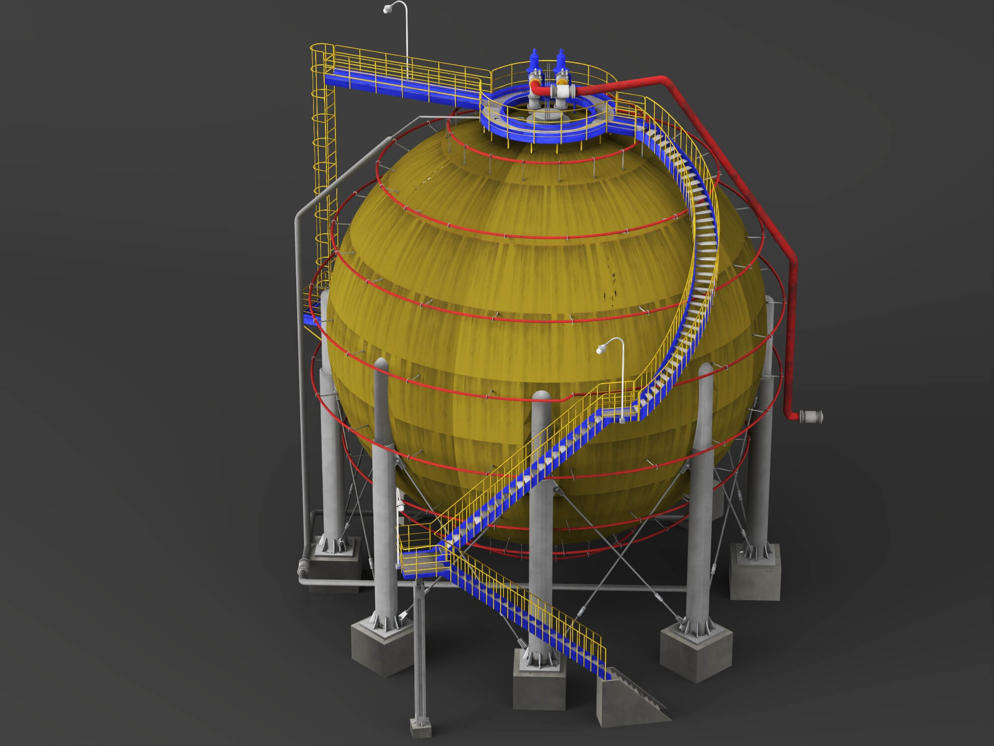 Spherical Storage Tank Industrial 3d Model 3D Model