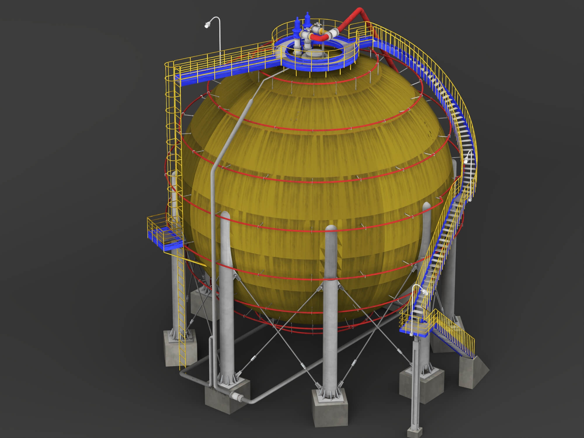 Spherical Storage Tank Industrial 3d Model 3D Model
