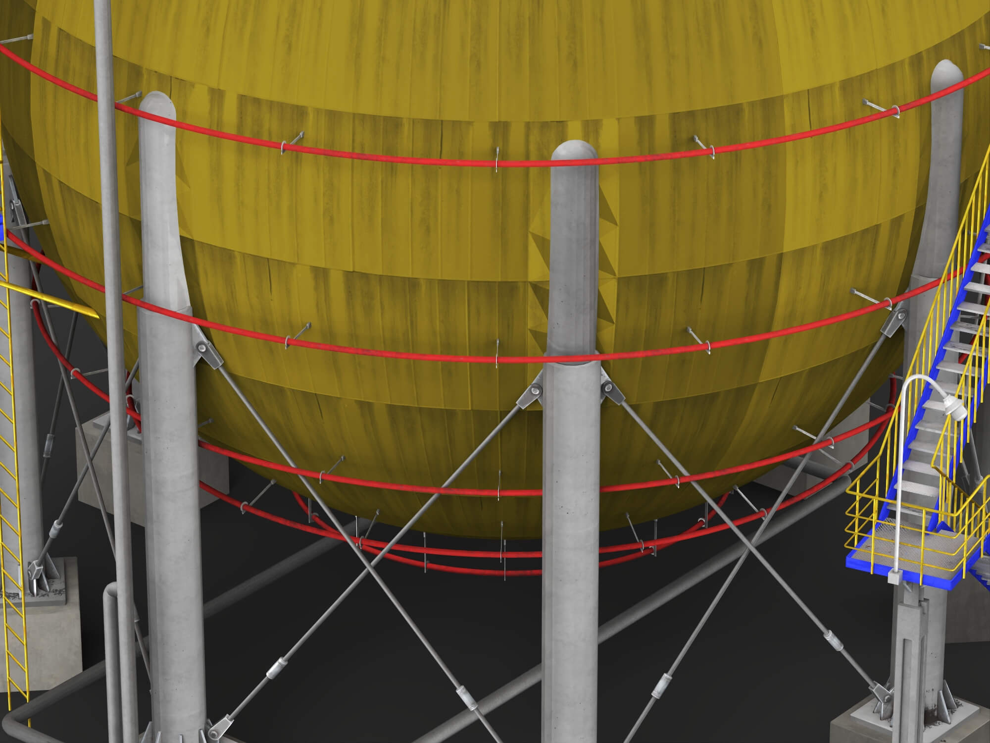 Spherical Storage Tank Industrial 3d Model 3D Model