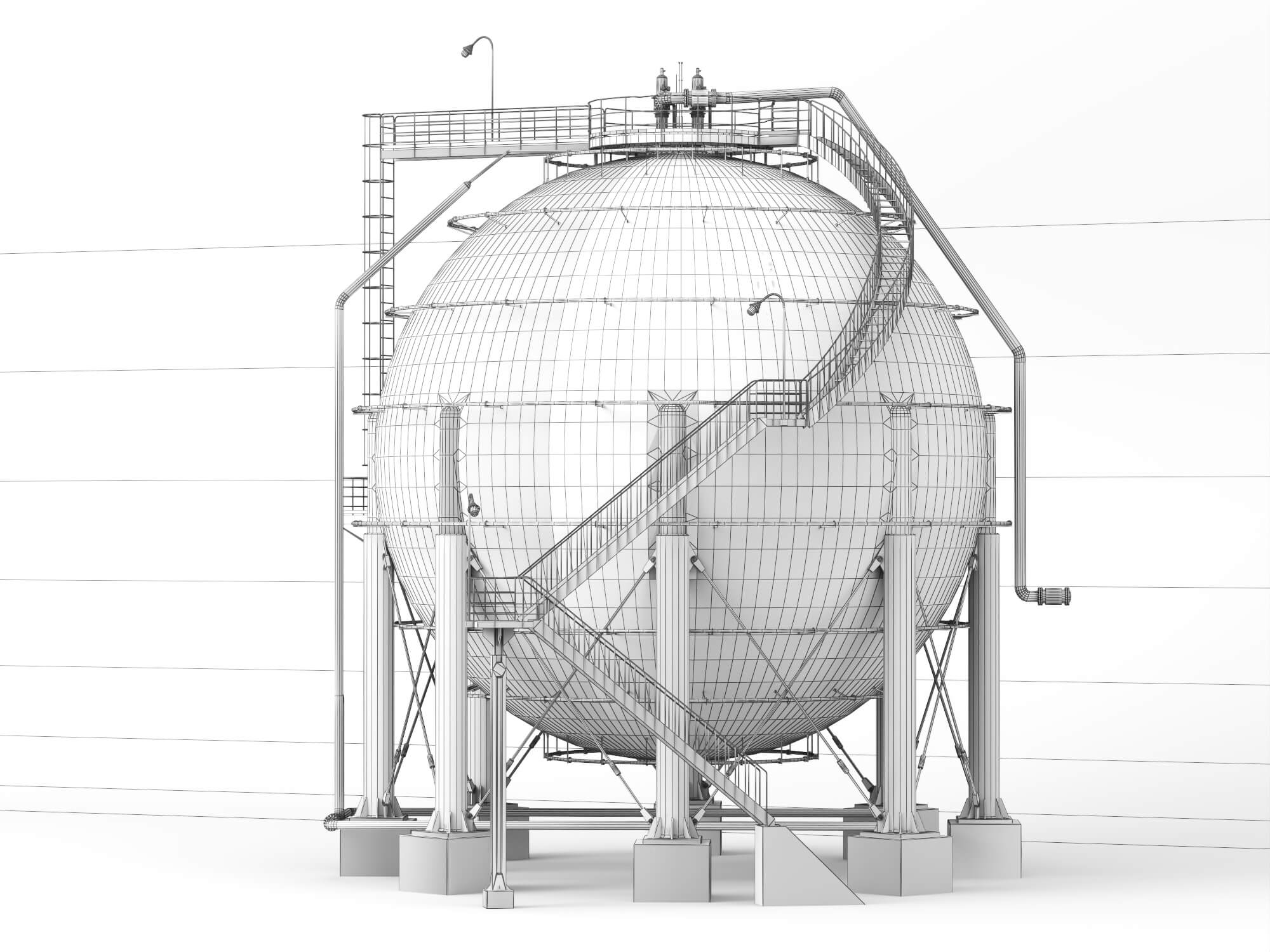 Spherical Storage Tank Industrial 3d Model 3D Model