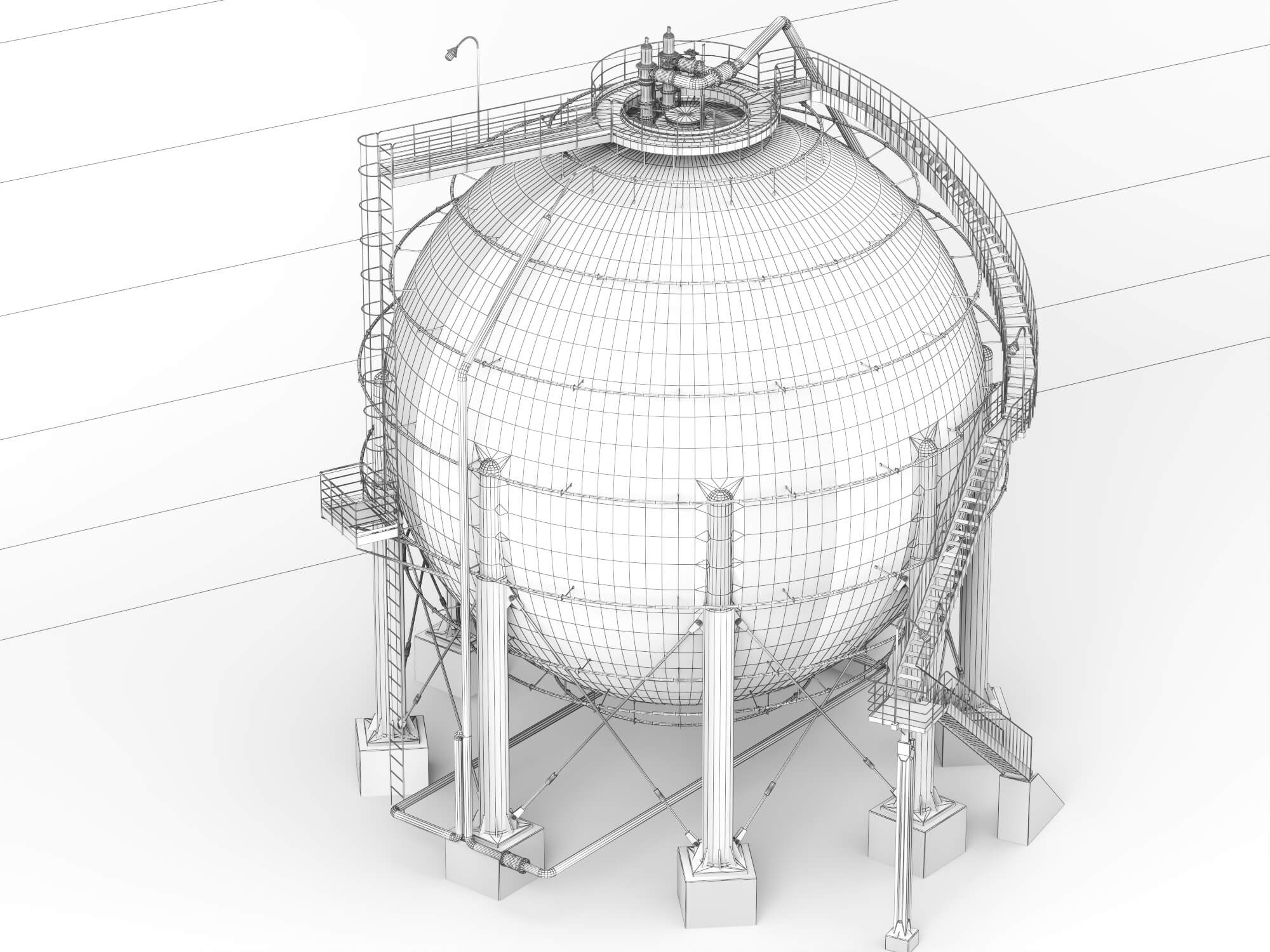 Spherical Storage Tank Industrial 3d Model 3D Model