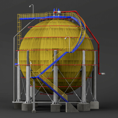 Spherical Storage Tank Industrial 3d Model