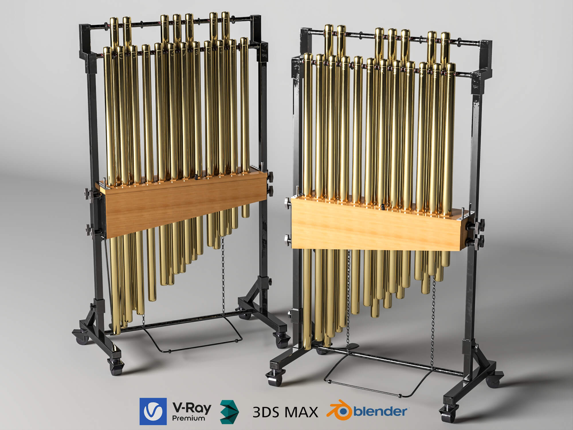 Tubular Bells Percussion Instrument Lowpoly 3D Model 3D Model