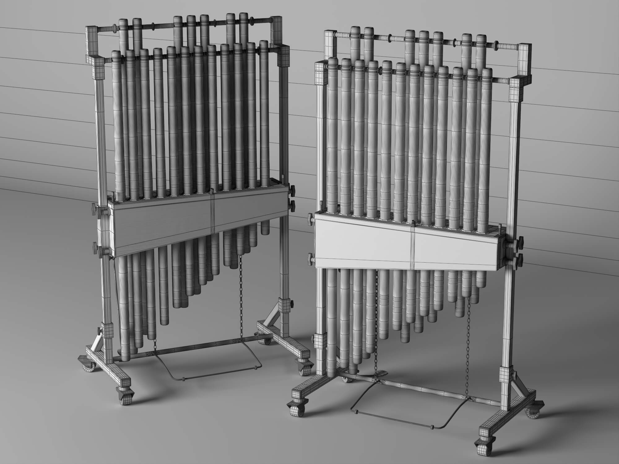 Tubular Bells Percussion Instrument Lowpoly 3D Model 3D Model
