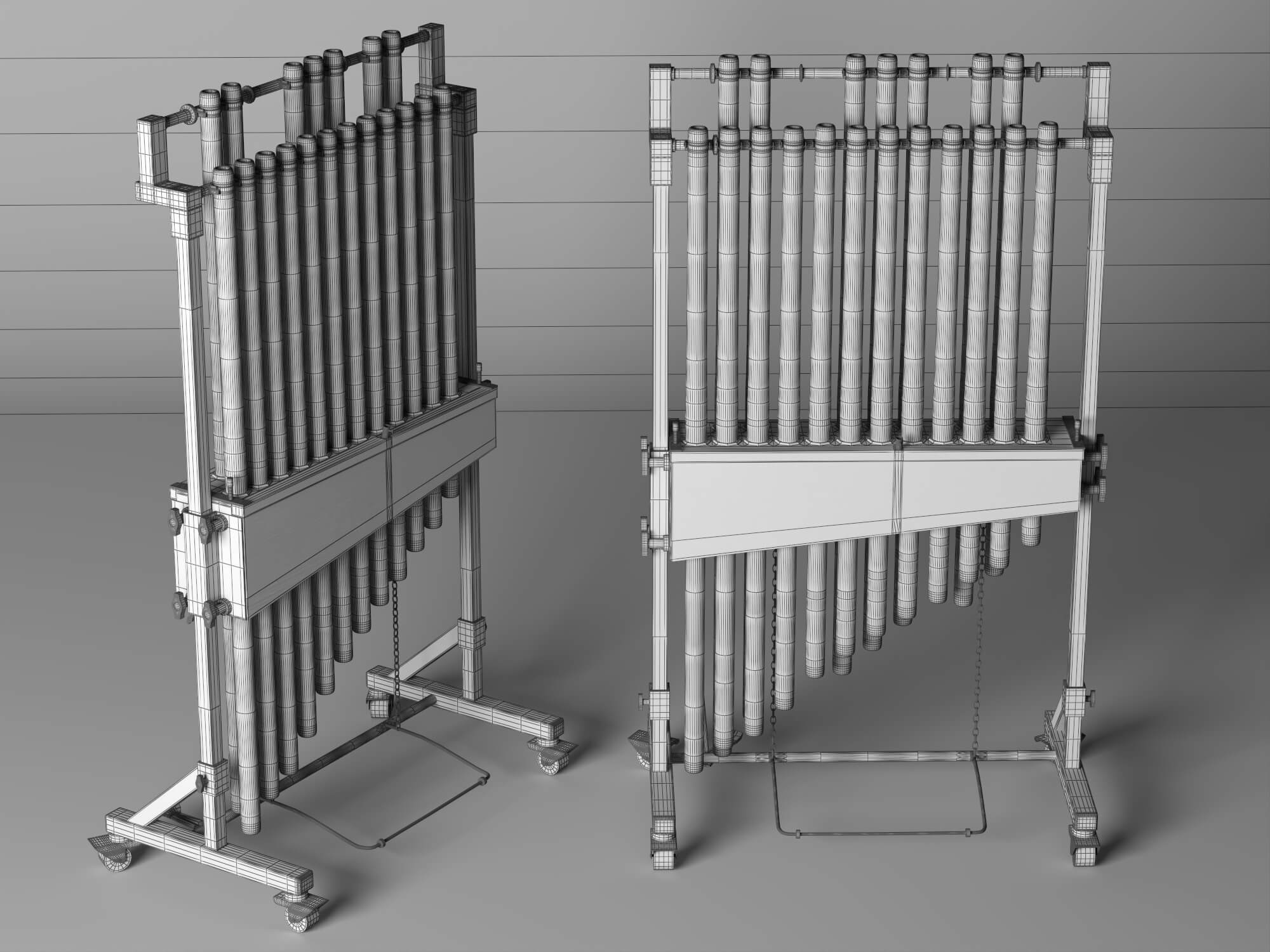 Tubular Bells Percussion Instrument Lowpoly 3D Model 3D Model