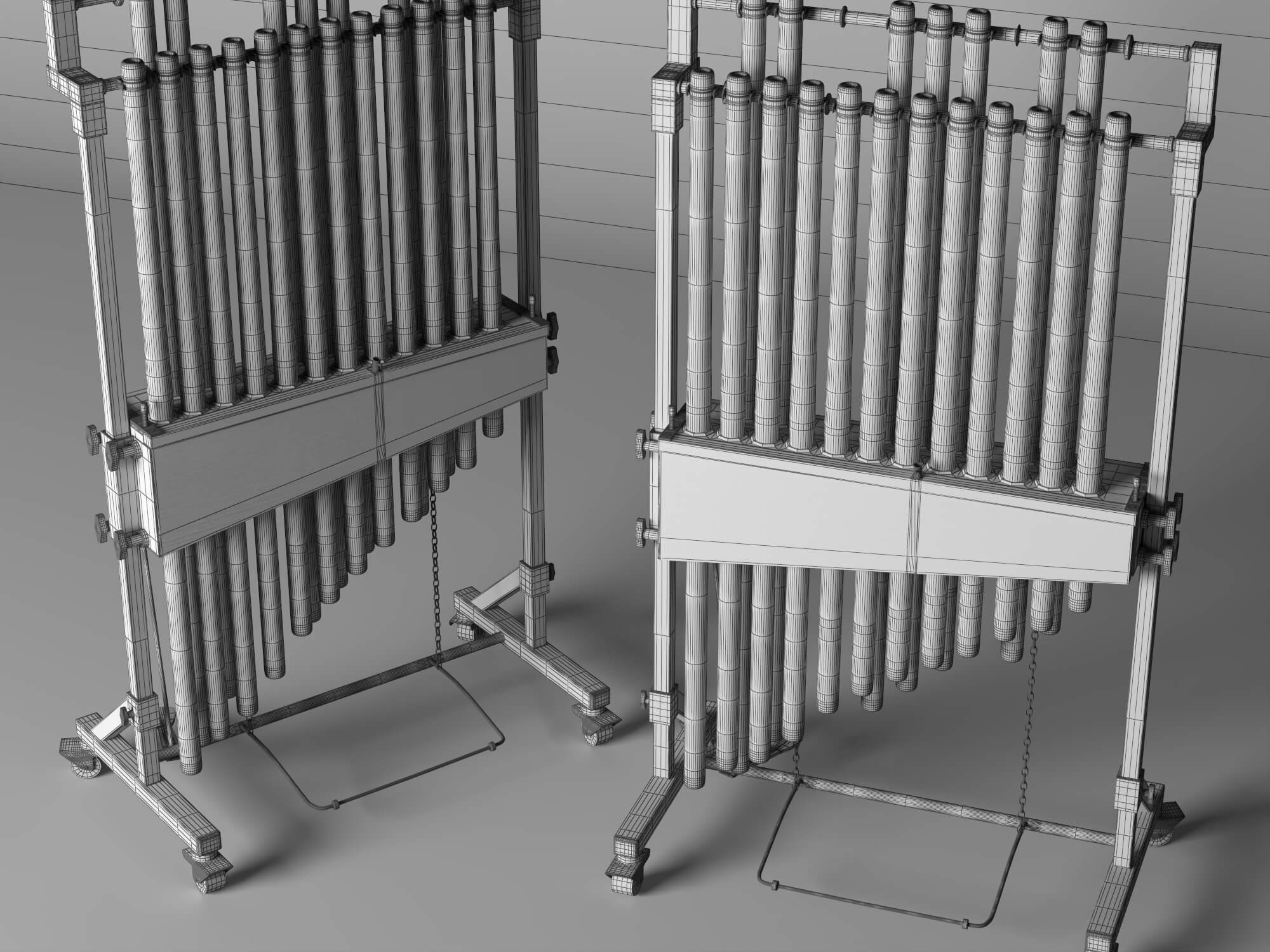 Tubular Bells Percussion Instrument Lowpoly 3D Model 3D Model