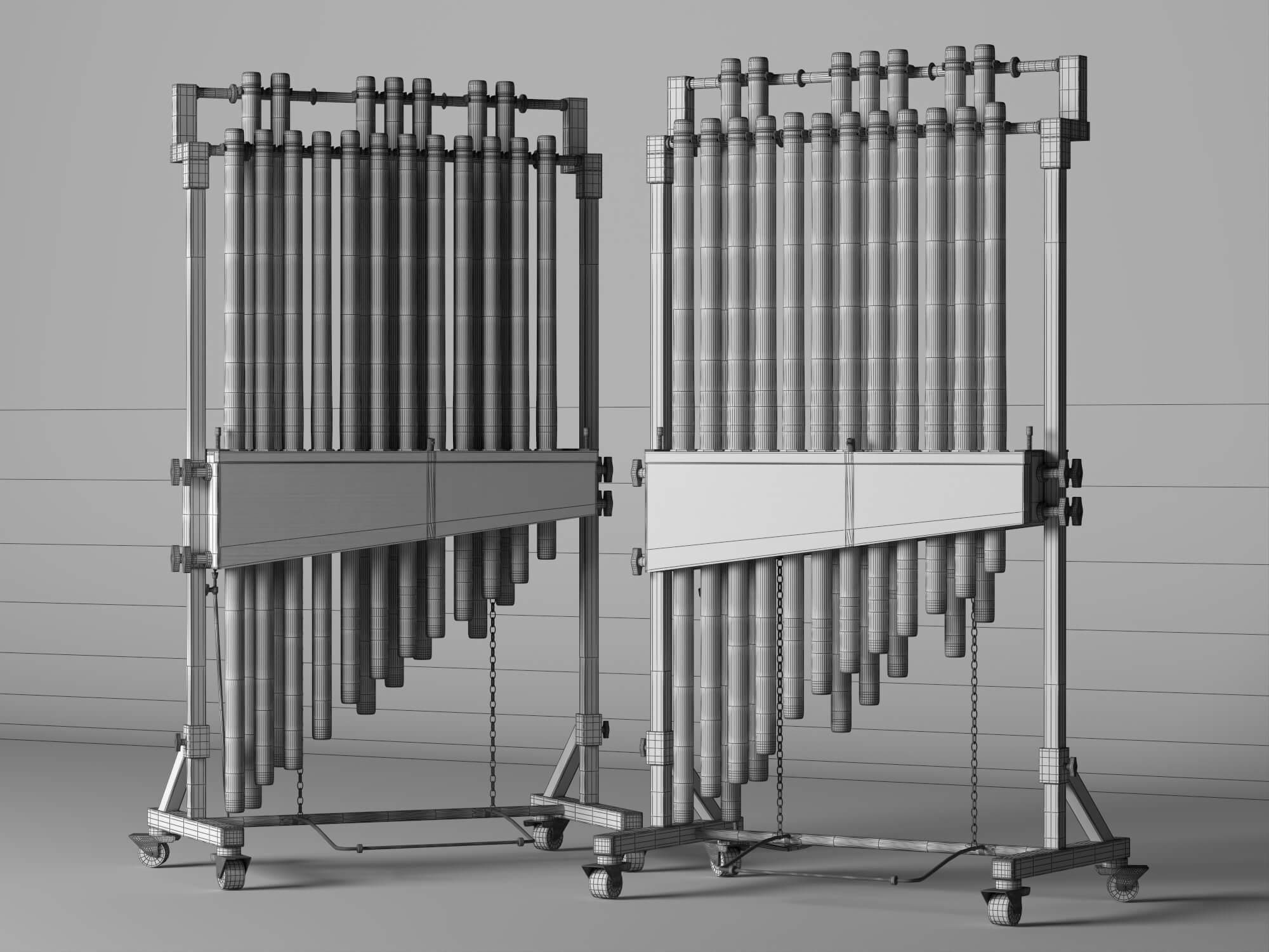 Tubular Bells Percussion Instrument Lowpoly 3D Model 3D Model