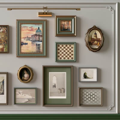 Vintage Gallery Wall Picture Frames 3D Asset