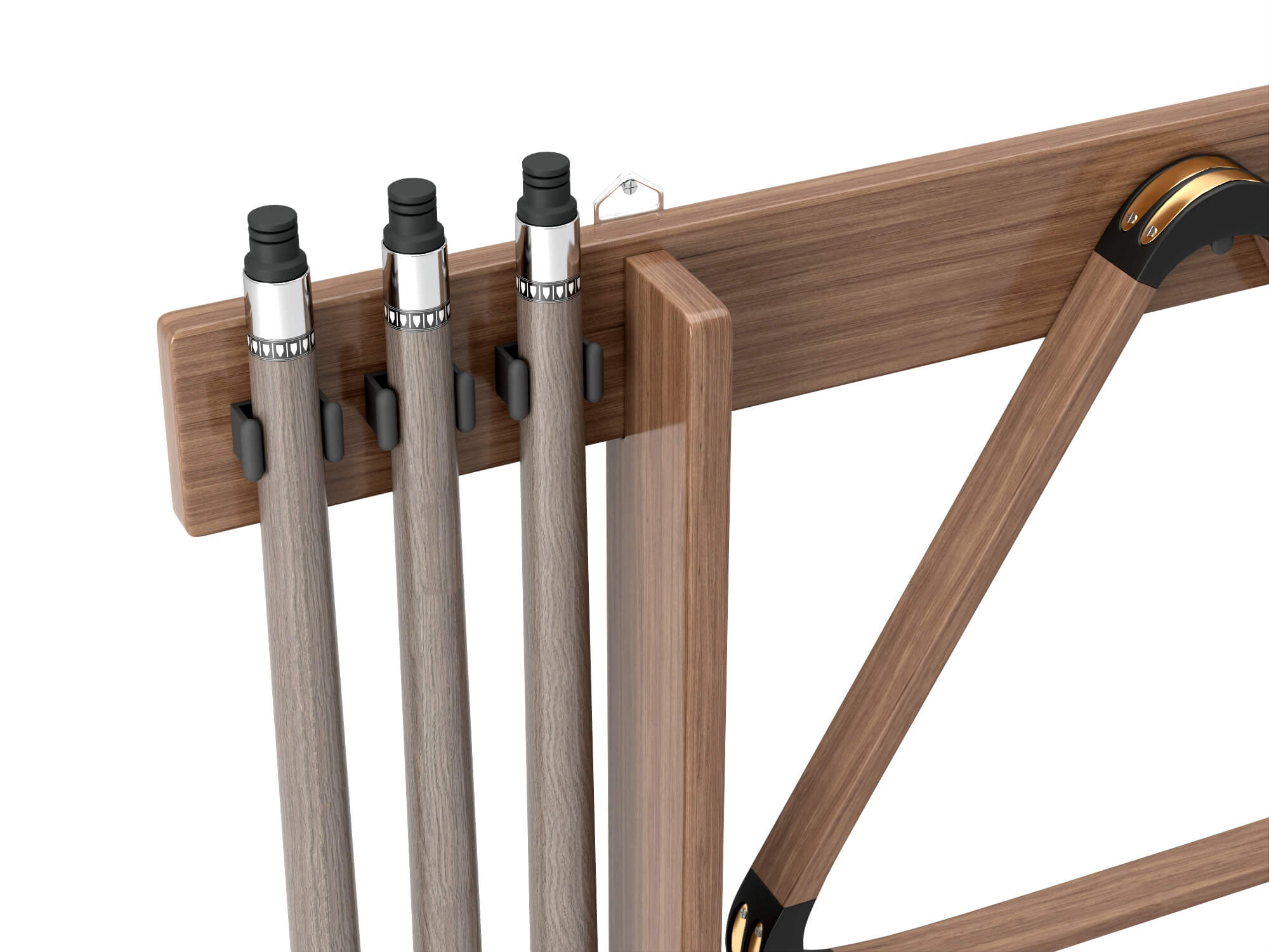 Wall Mounted Pool Cue Rack with Billiard Balls 3D Model