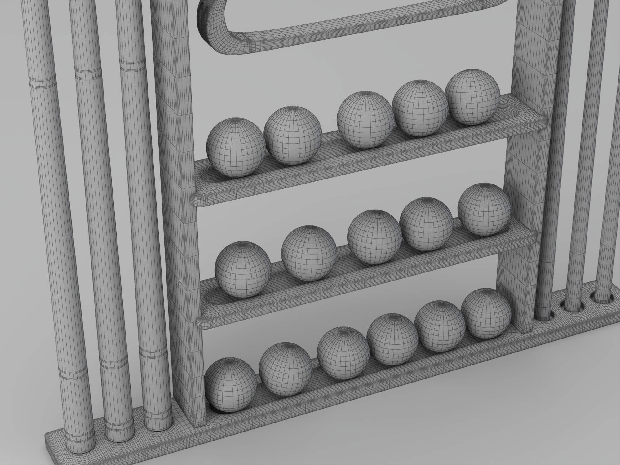Wall Mounted Pool Cue Rack with Billiard Balls 3D Model
