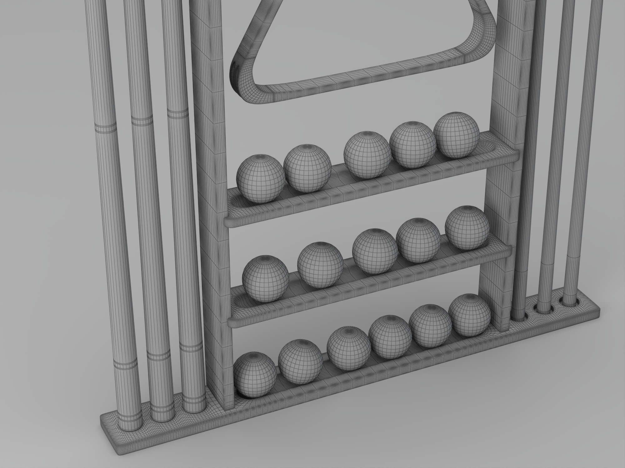 Wall Mounted Pool Cue Rack with Billiard Balls 3D Model