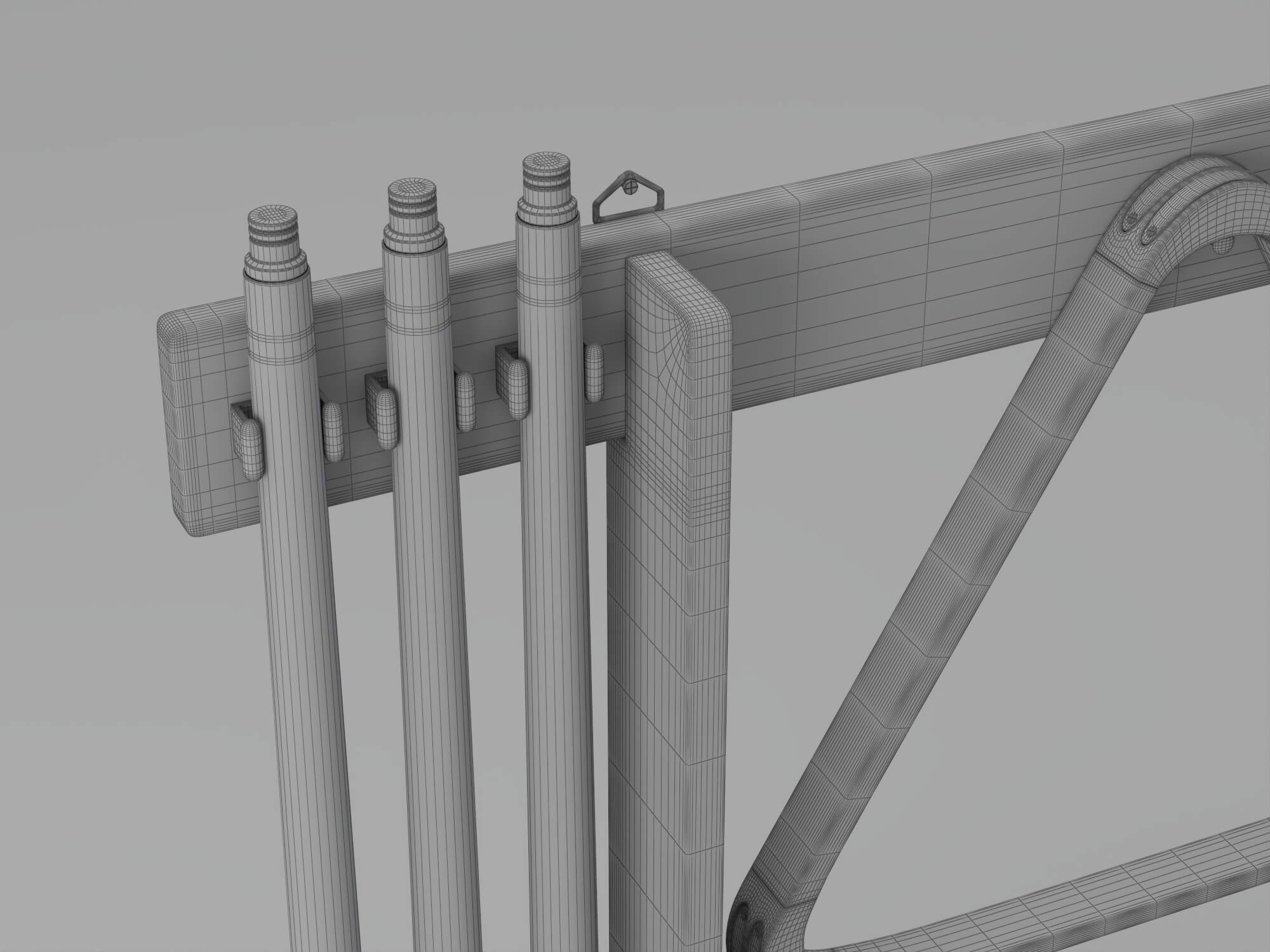 Wall Mounted Pool Cue Rack with Billiard Balls 3D Model