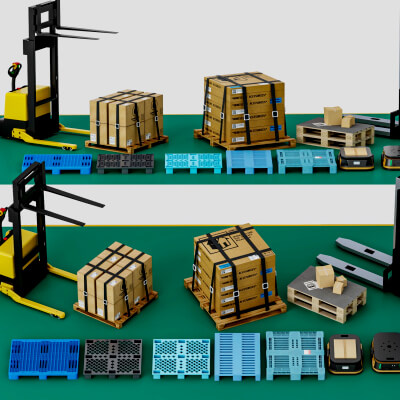 Warehouse Logistics Equipment Pack 3D Model
