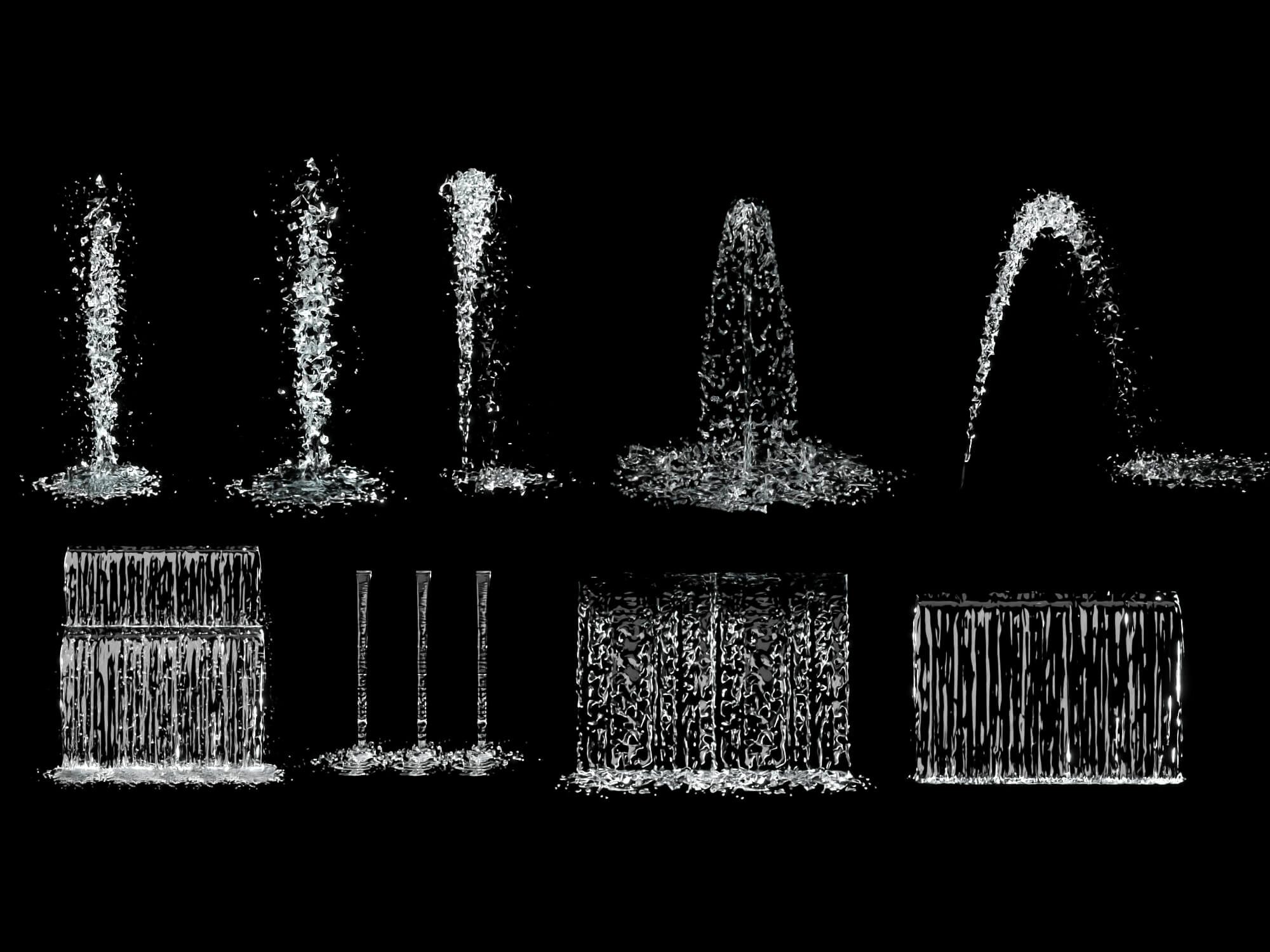 Water Fountain and Waterfall 3D Asset 3D Model