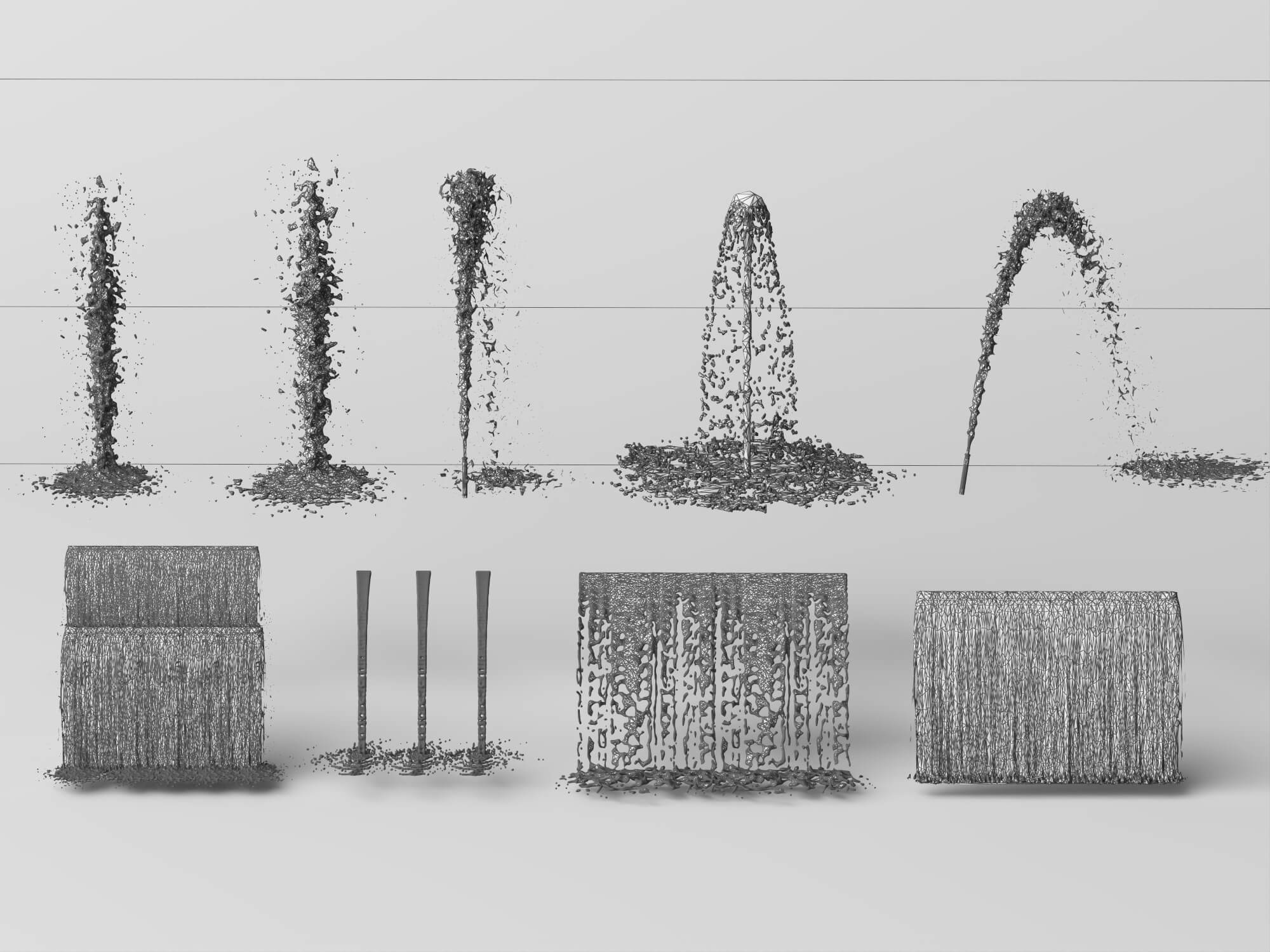 Water Fountain and Waterfall 3D Asset 3D Model