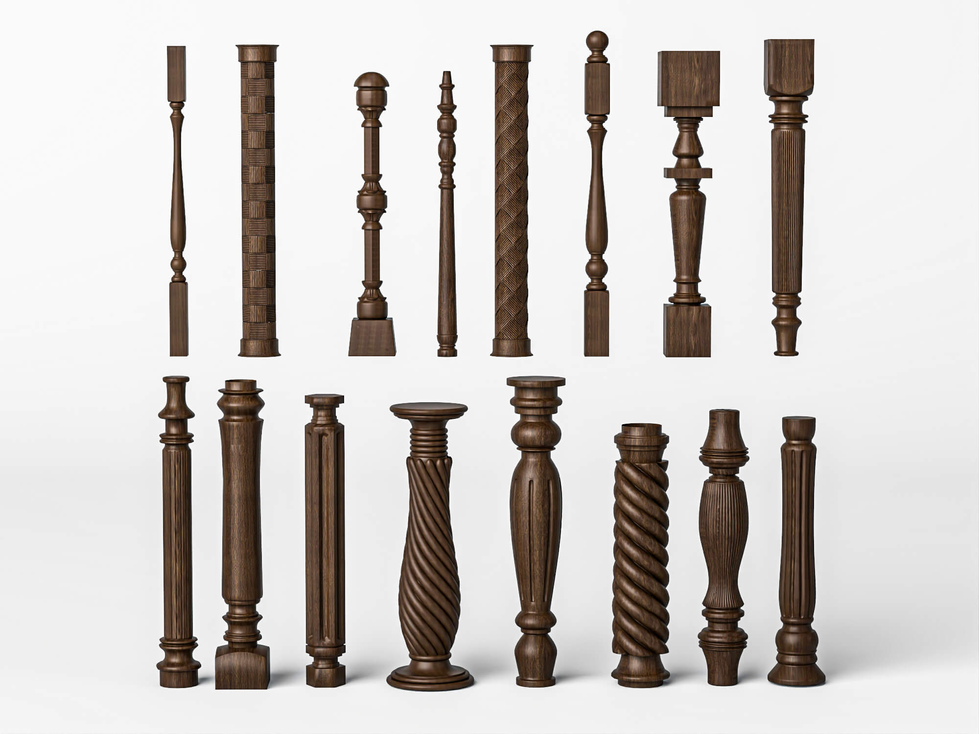 Wooden Baluster and Table Leg Collection 3D Model