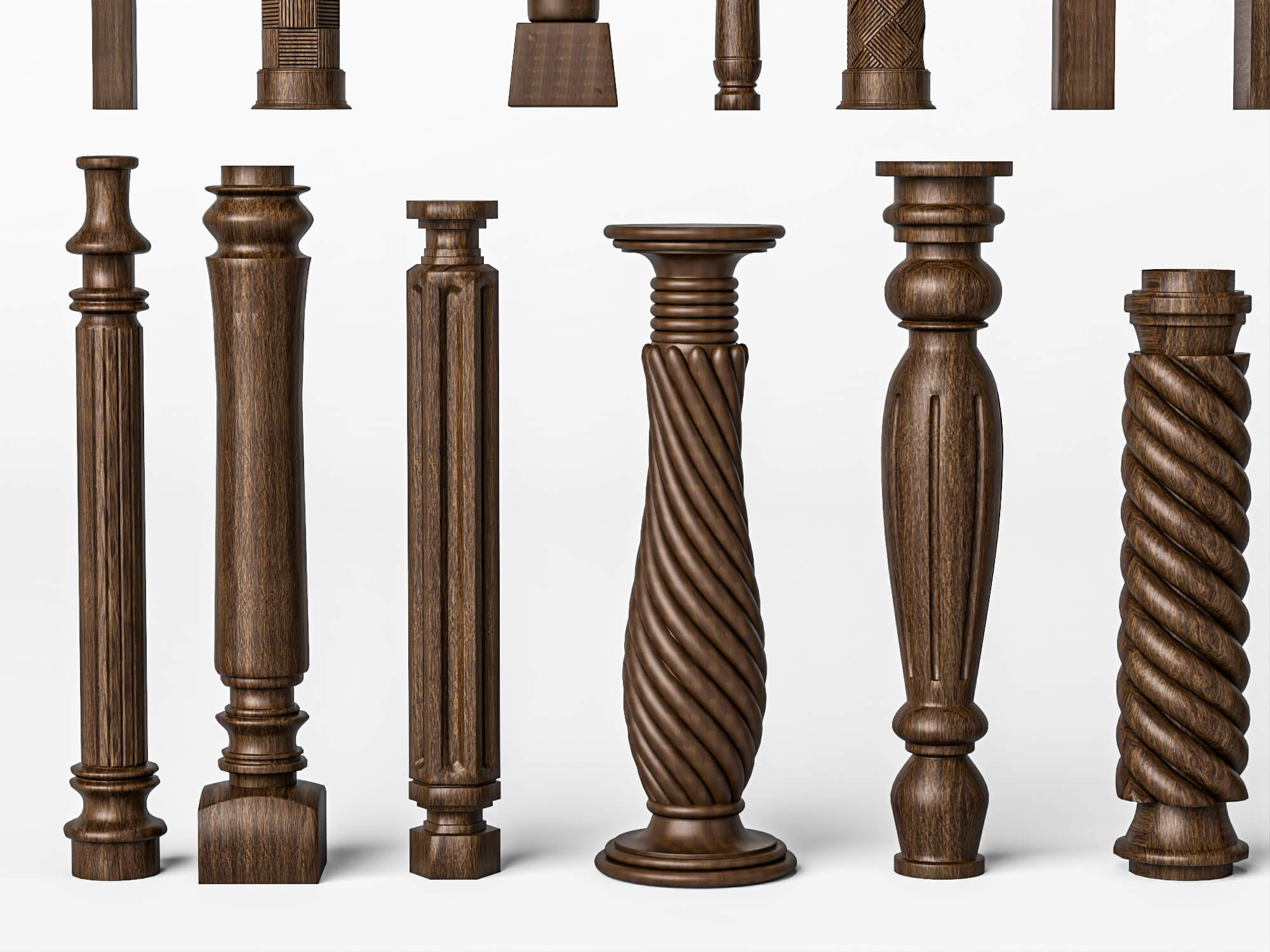 Wooden Baluster and Table Leg Collection 3D Model