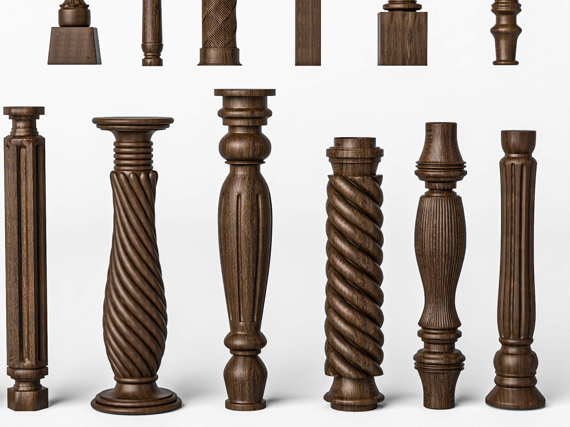 Wooden Baluster and Table Leg Collection 3D Model