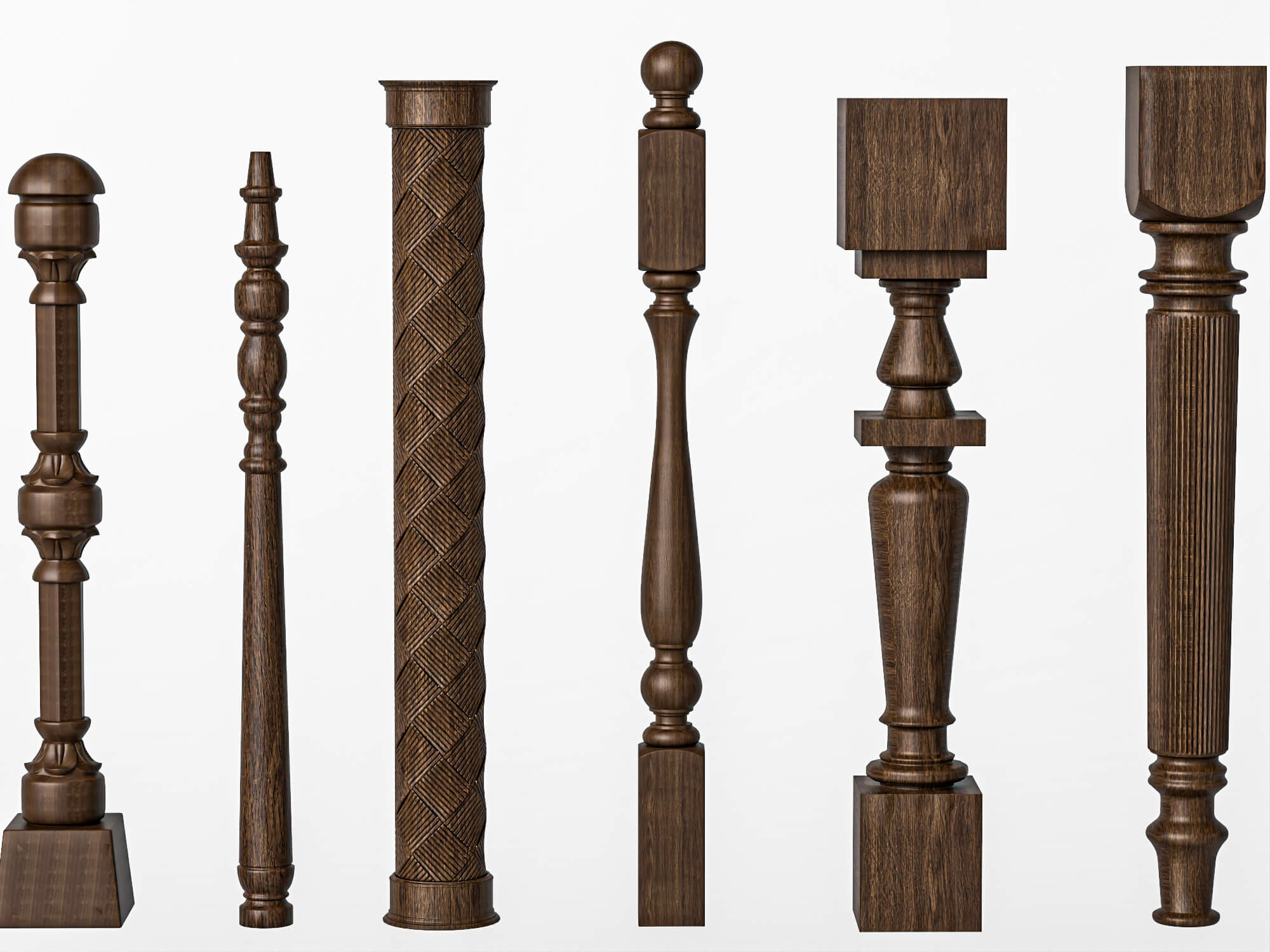 Wooden Baluster and Table Leg Collection 3D Model