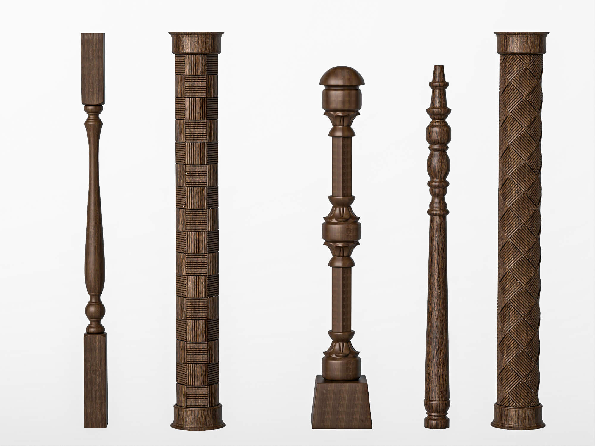 Wooden Baluster and Table Leg Collection 3D Model