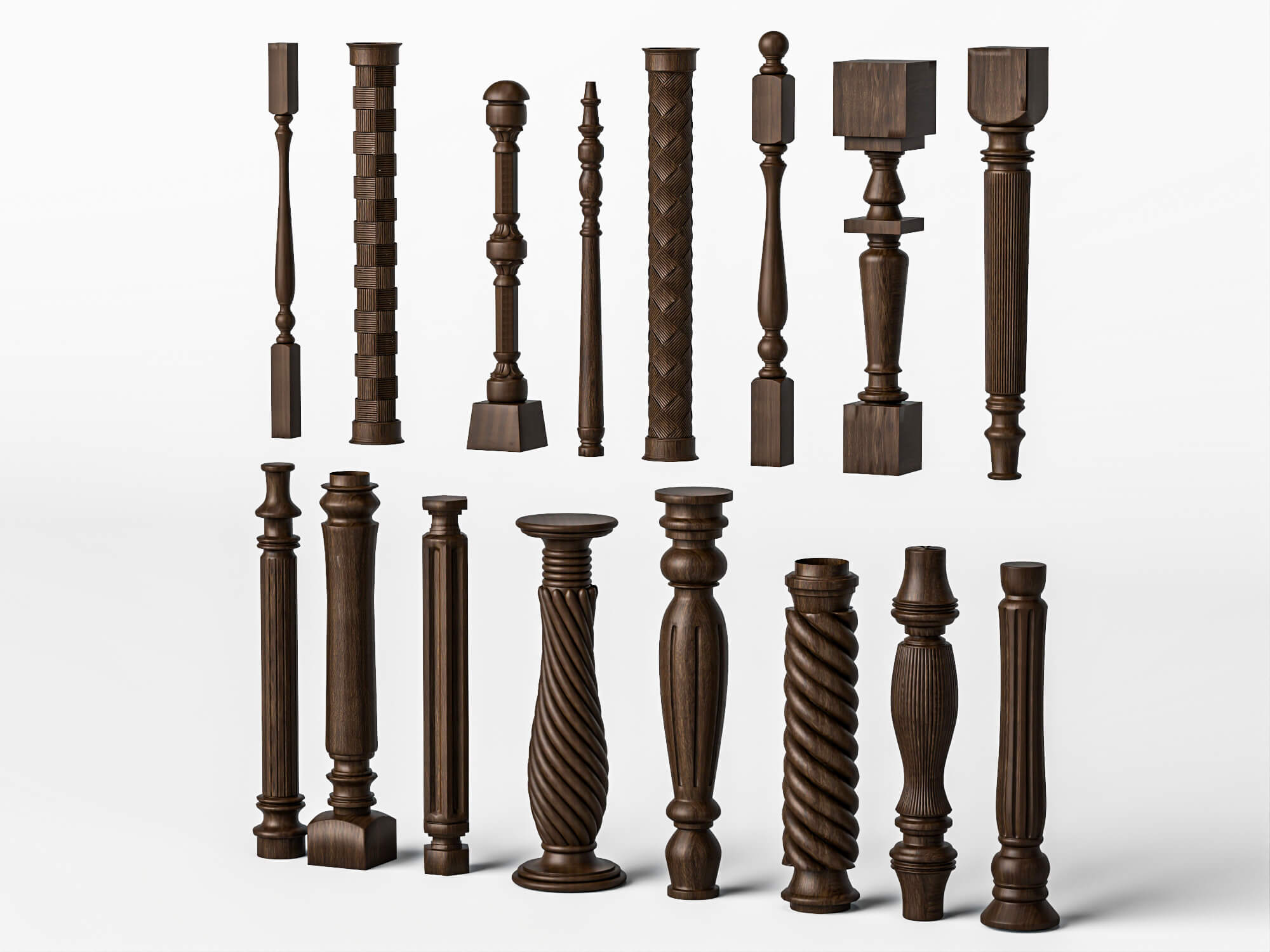 Wooden Baluster and Table Leg Collection 3D Model
