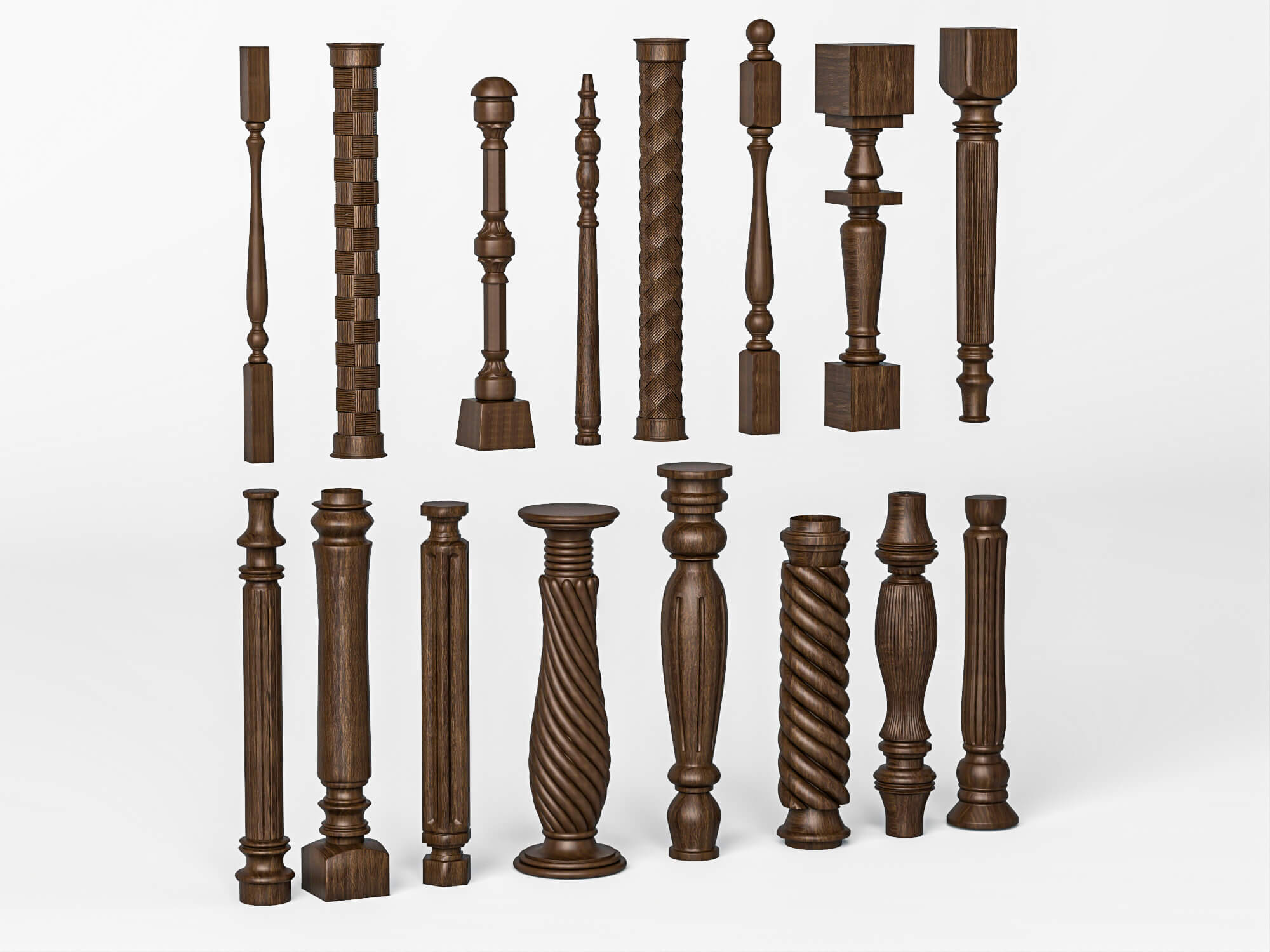 Wooden Baluster and Table Leg Collection 3D Model