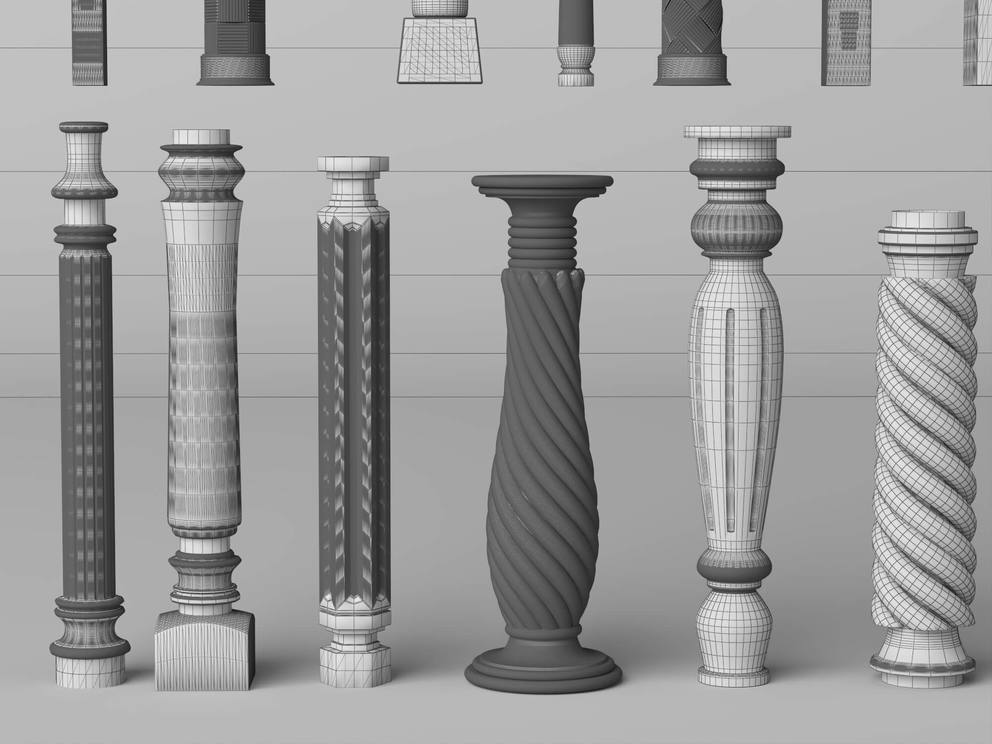 Wooden Baluster and Table Leg Collection 3D Model