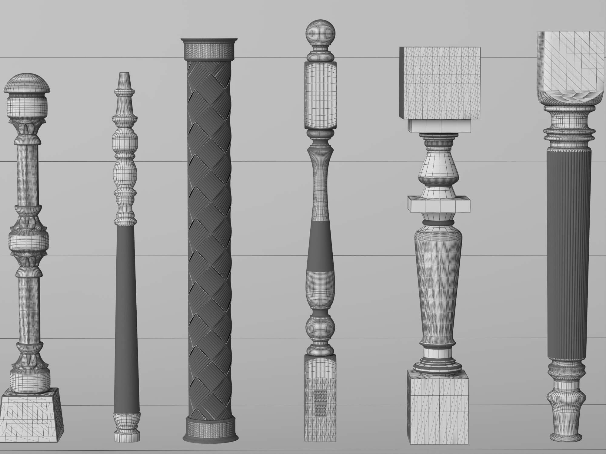 Wooden Baluster and Table Leg Collection 3D Model