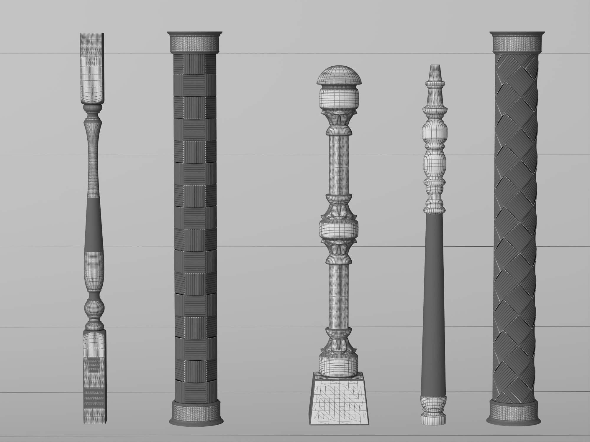 Wooden Baluster and Table Leg Collection 3D Model