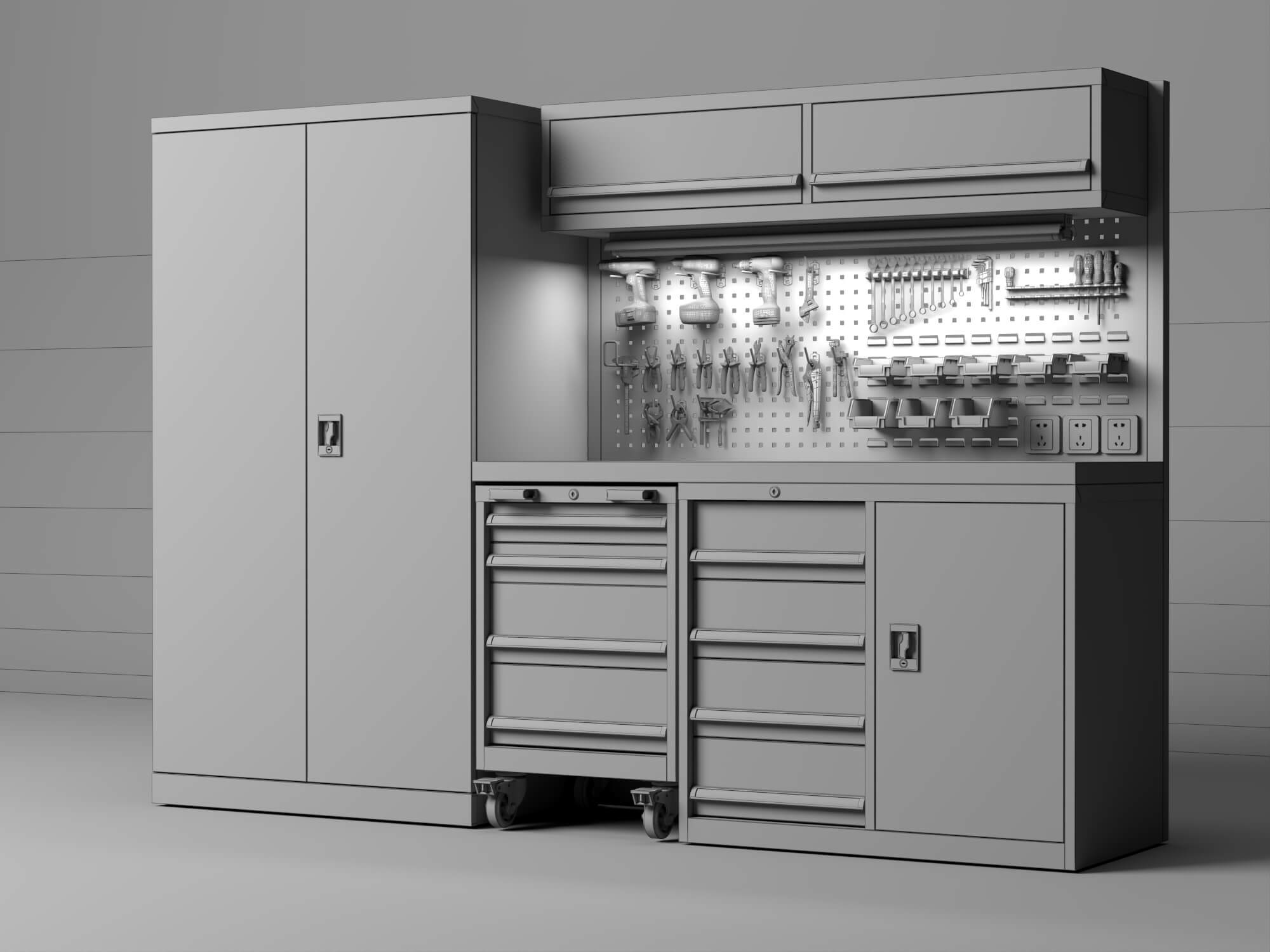 Workshop Tool Cabinet Workstation Asset 3D Model