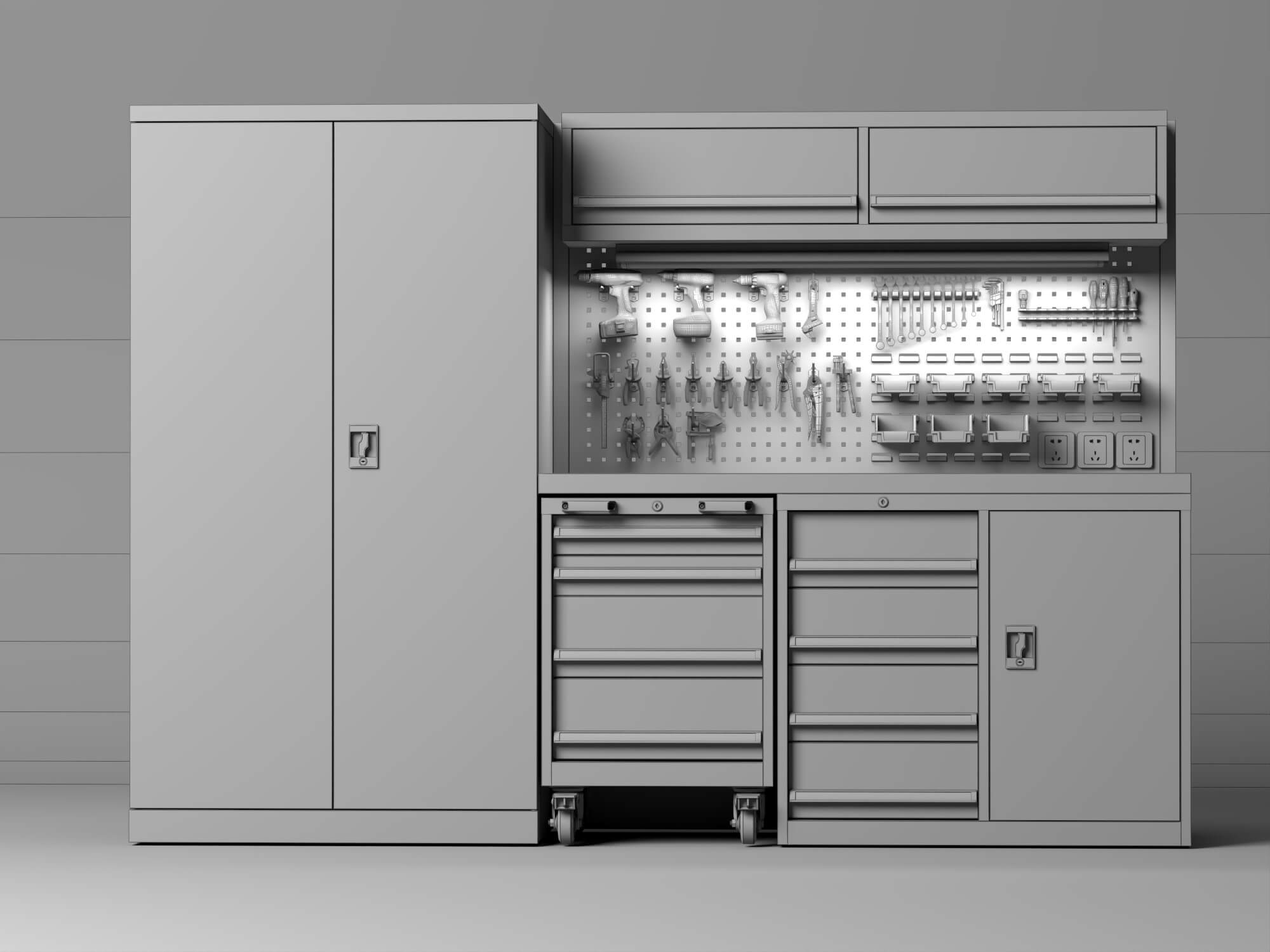 Workshop Tool Cabinet Workstation Asset 3D Model