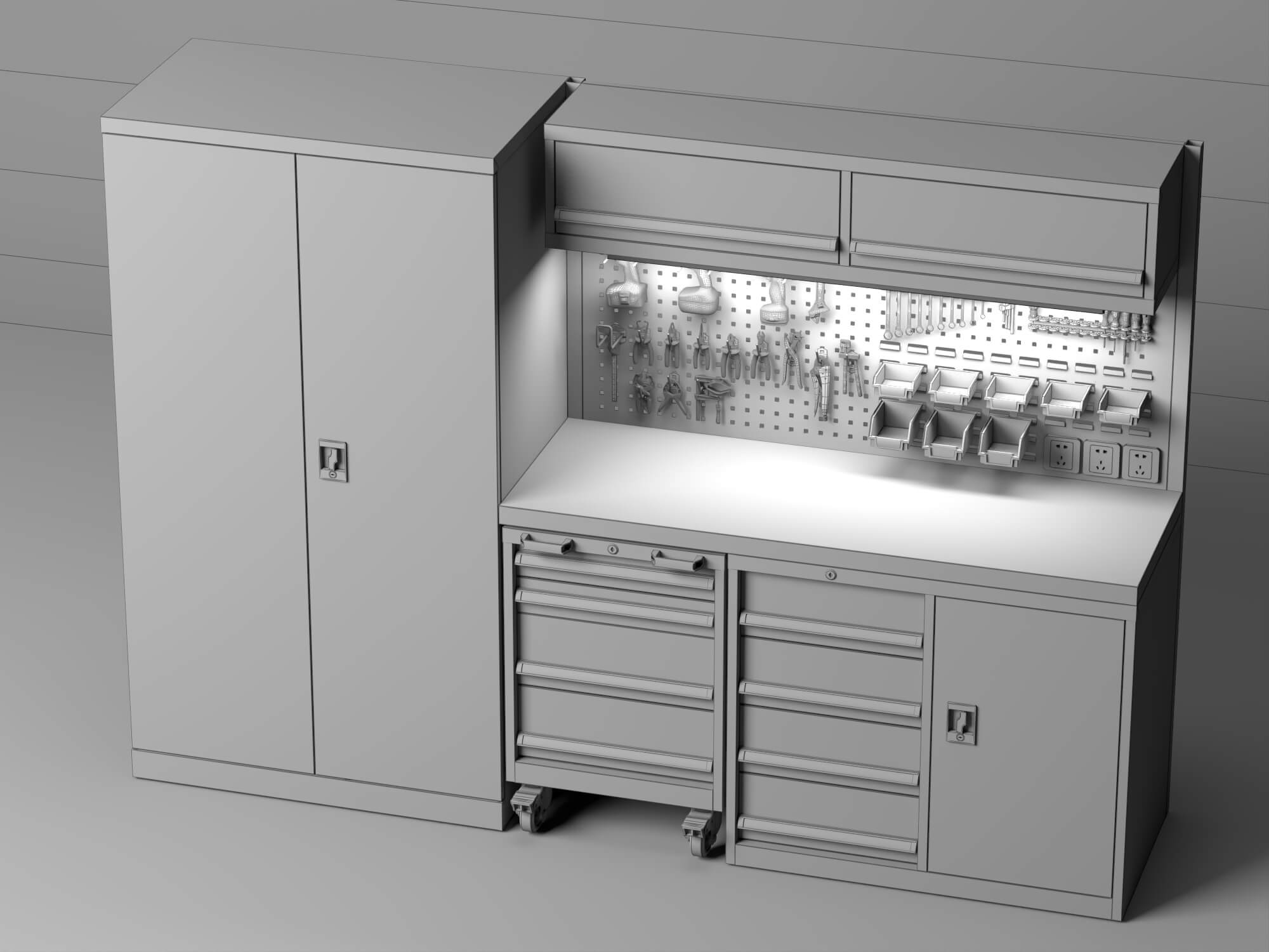 Workshop Tool Cabinet Workstation Asset 3D Model