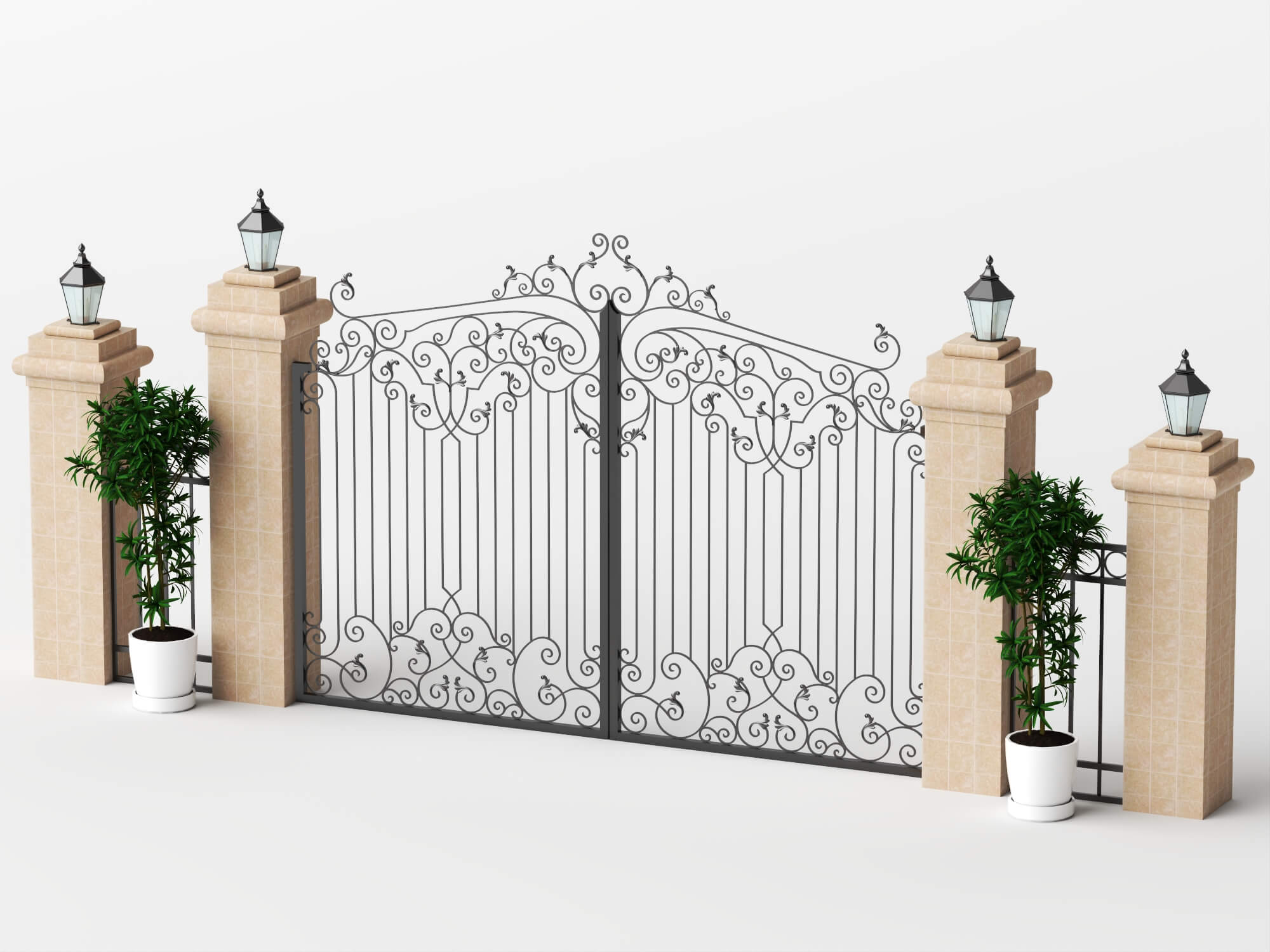 Wrought Iron Garden Gate Lowpoly 3D Model 3D Model