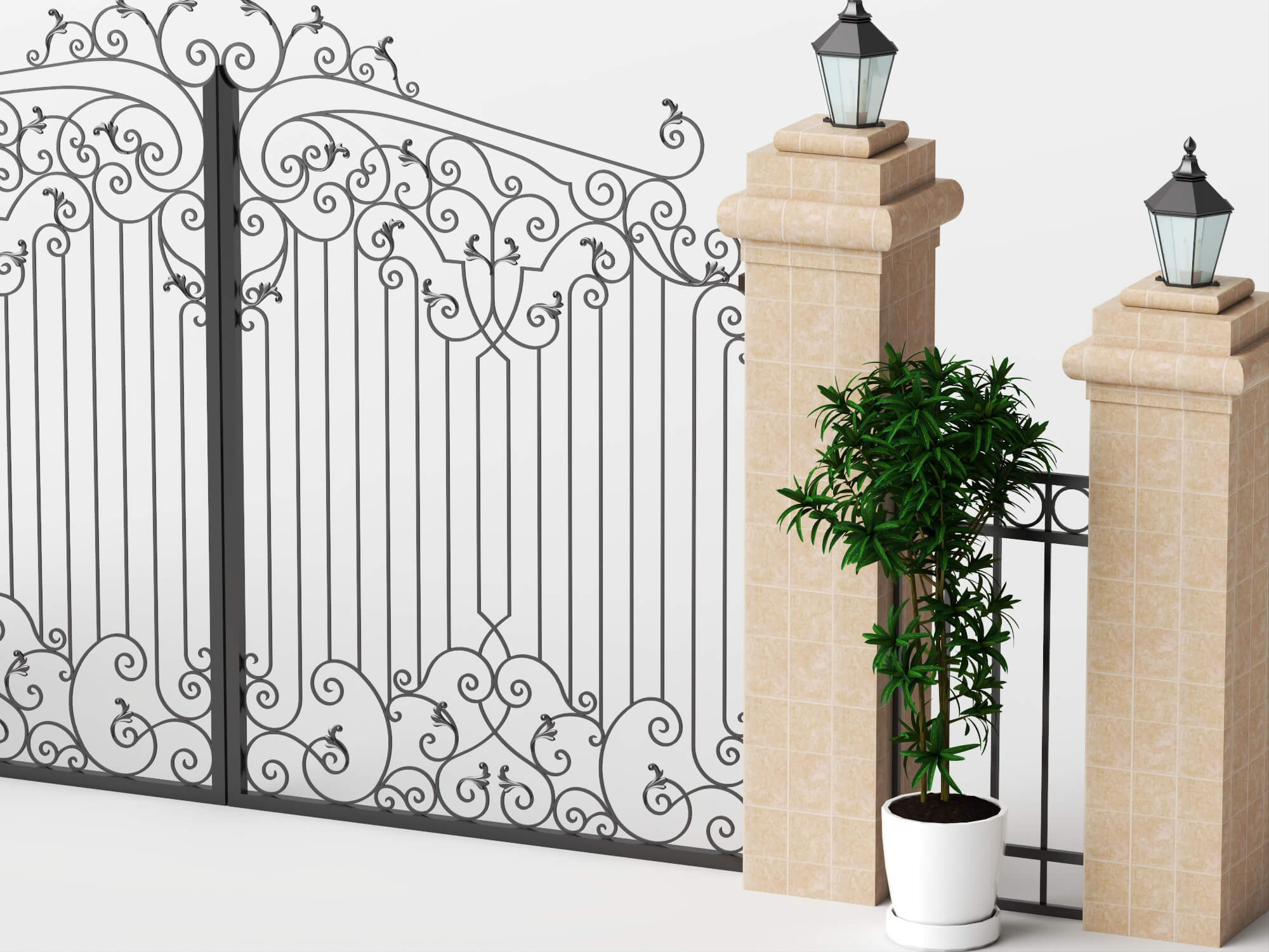 Wrought Iron Garden Gate Lowpoly 3D Model 3D Model