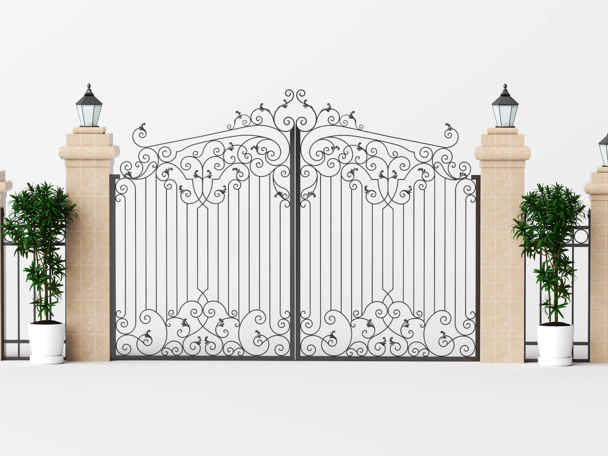 Wrought Iron Garden Gate Lowpoly 3D Model 3D Model