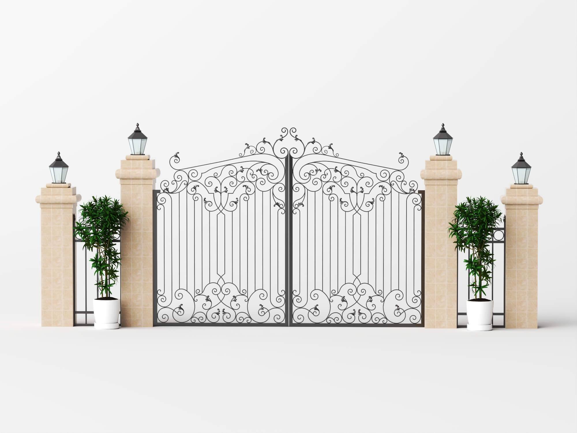 Wrought Iron Garden Gate Lowpoly 3D Model 3D Model