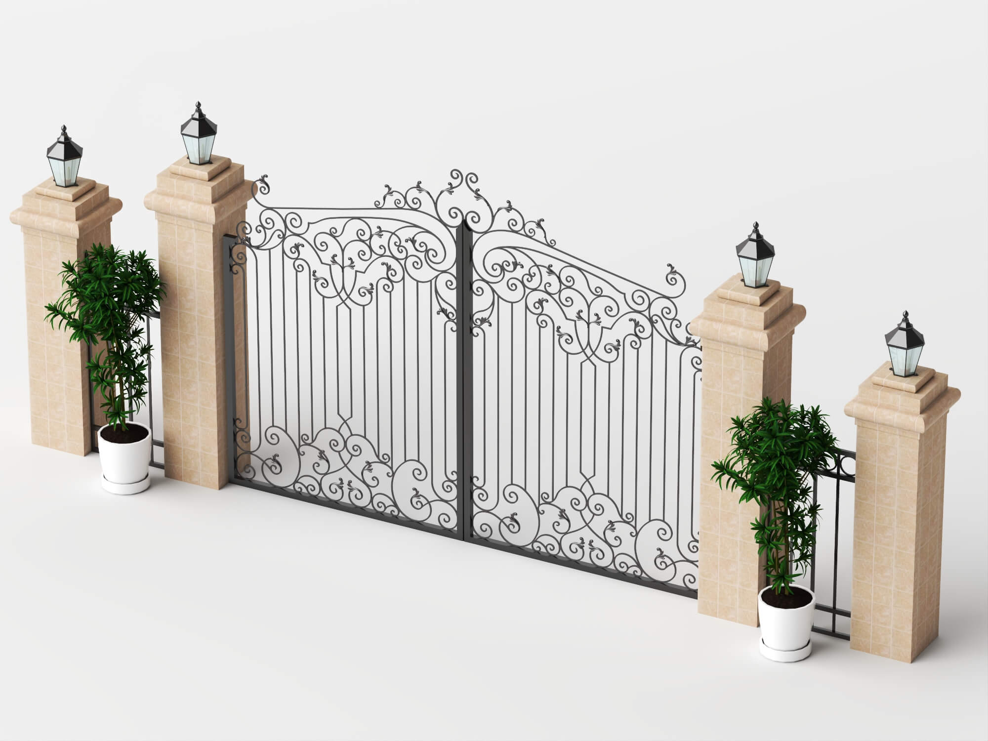 Wrought Iron Garden Gate Lowpoly 3D Model 3D Model
