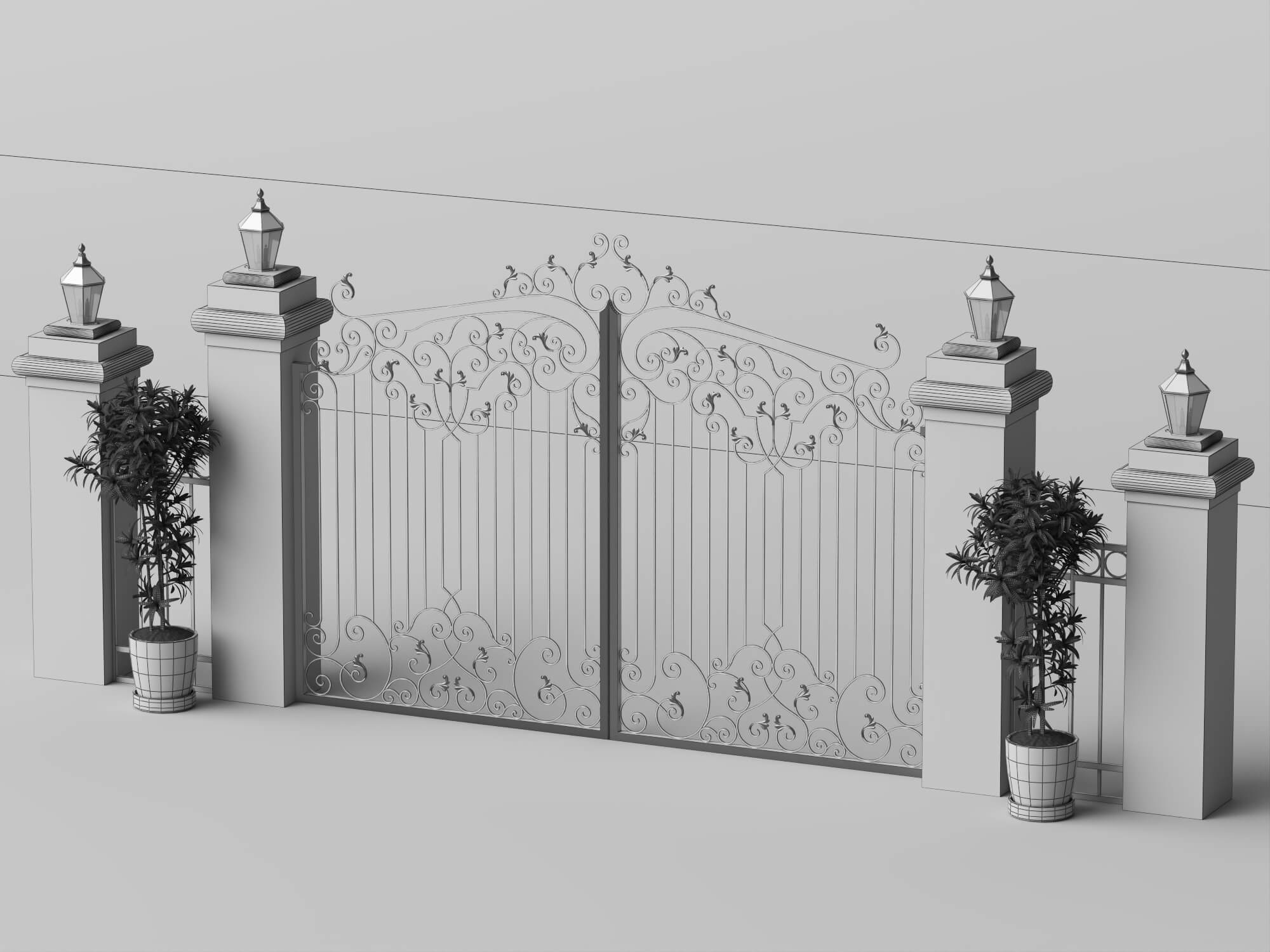 Wrought Iron Garden Gate Lowpoly 3D Model 3D Model
