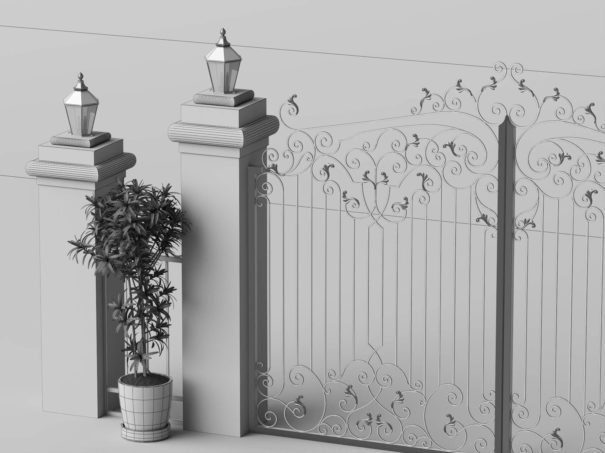 Wrought Iron Garden Gate Lowpoly 3D Model 3D Model