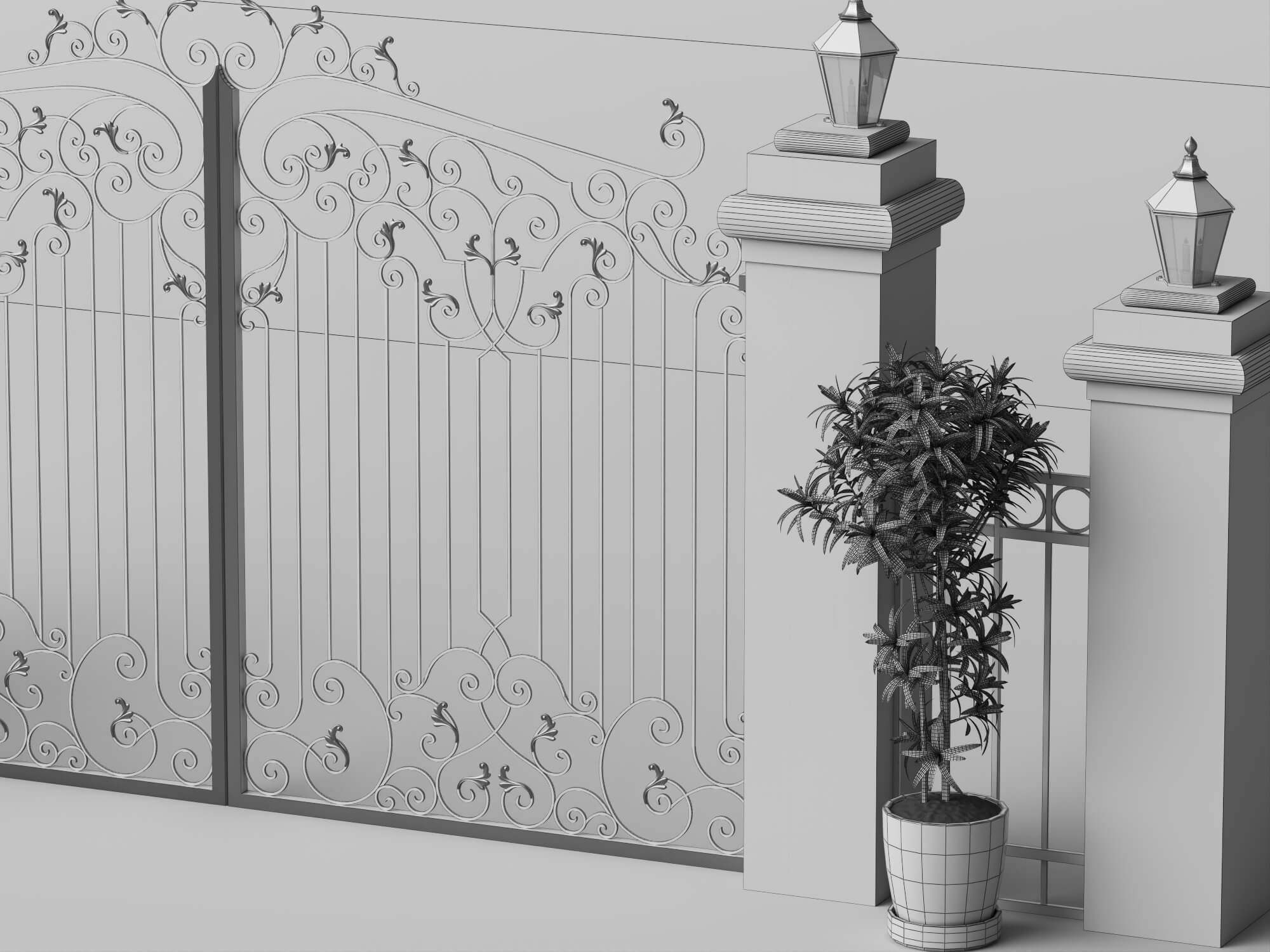 Wrought Iron Garden Gate Lowpoly 3D Model 3D Model