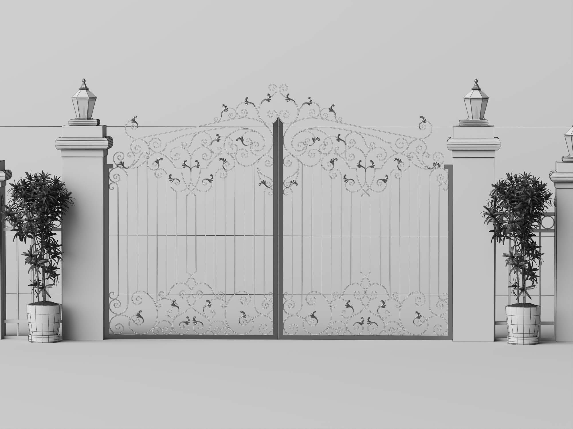 Wrought Iron Garden Gate Lowpoly 3D Model 3D Model