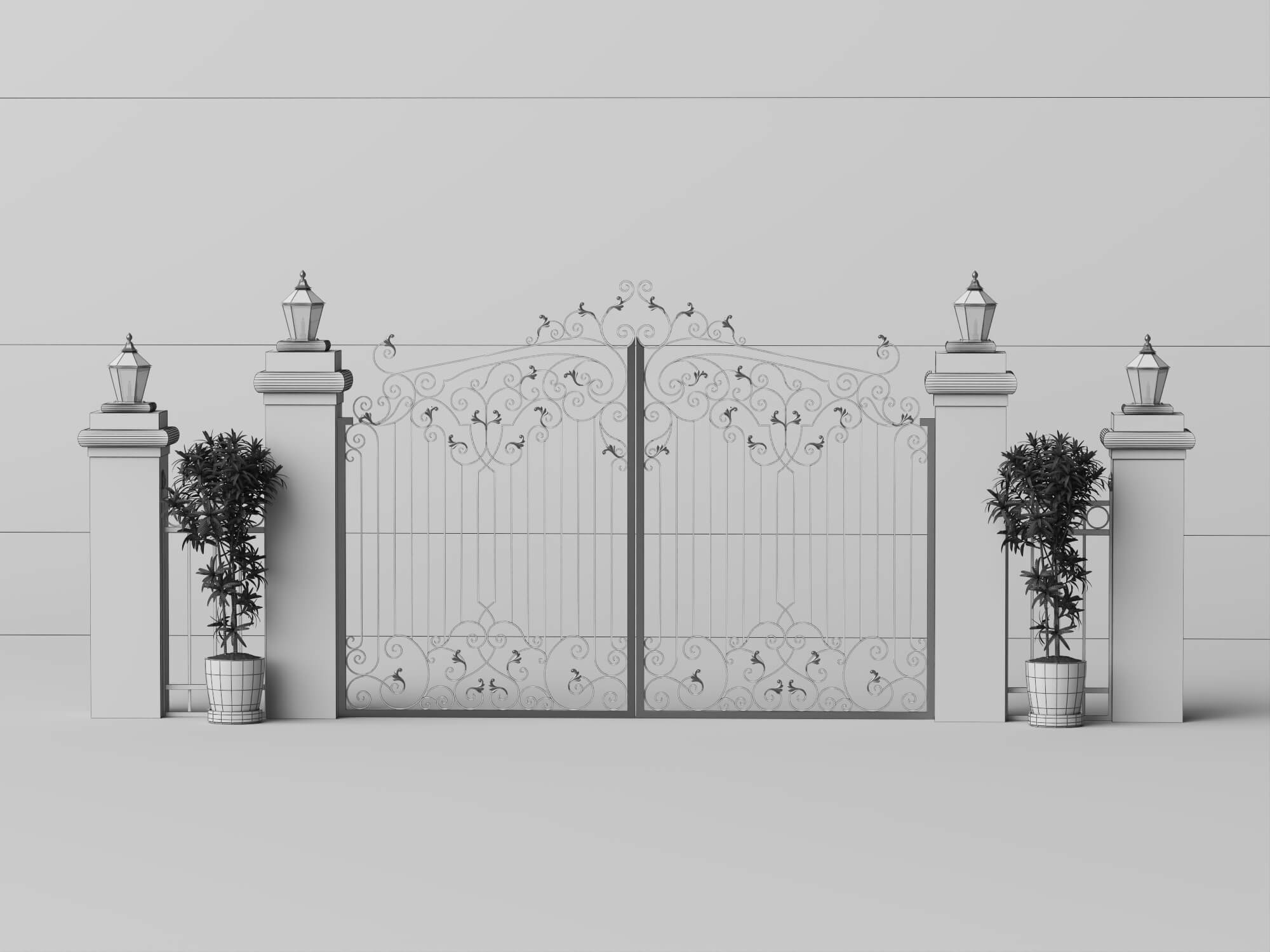 Wrought Iron Garden Gate Lowpoly 3D Model 3D Model