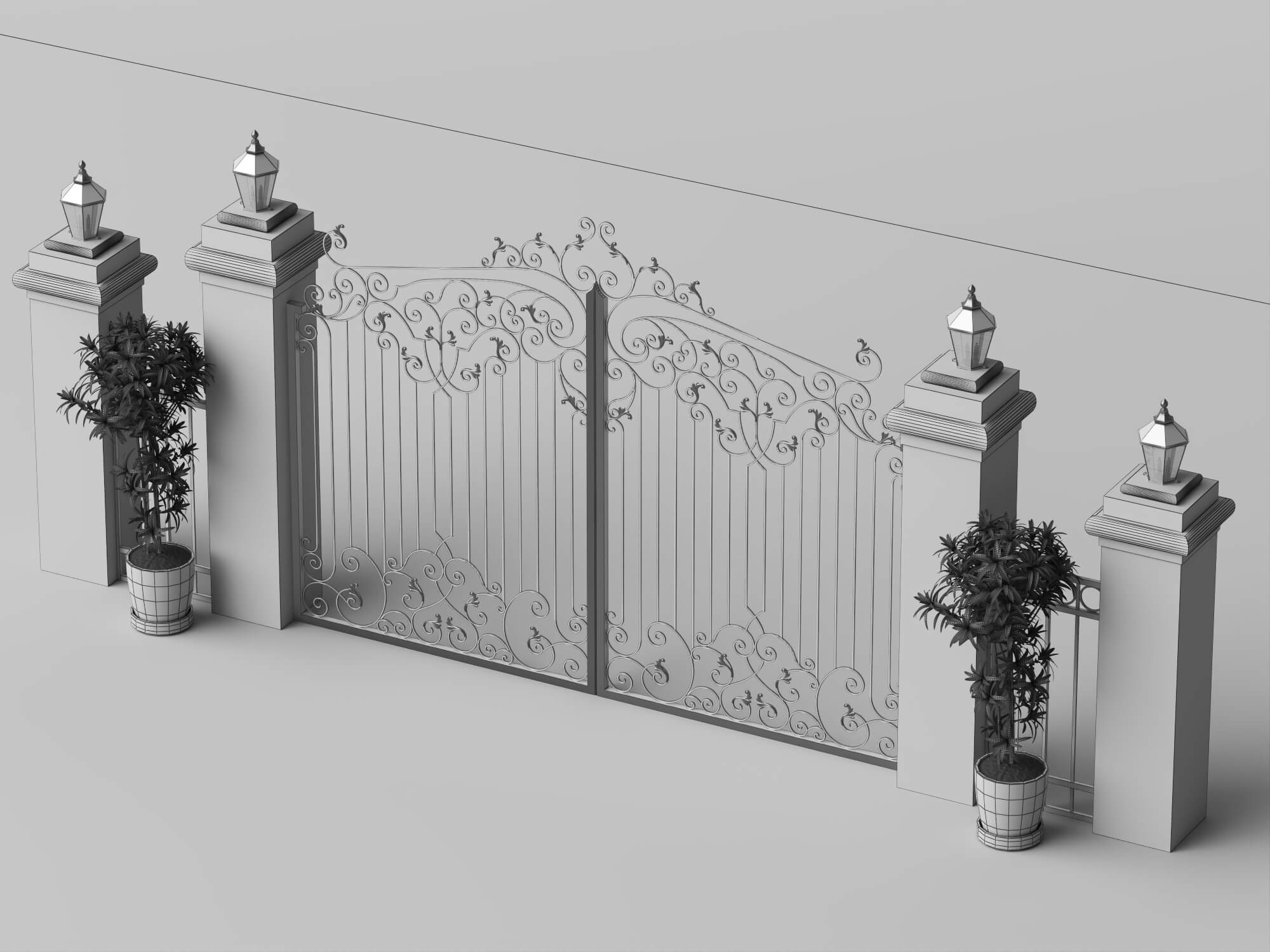 Wrought Iron Garden Gate Lowpoly 3D Model 3D Model