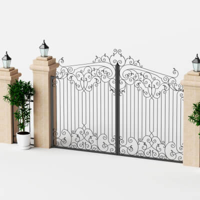 Wrought Iron Garden Gate Lowpoly 3D Model