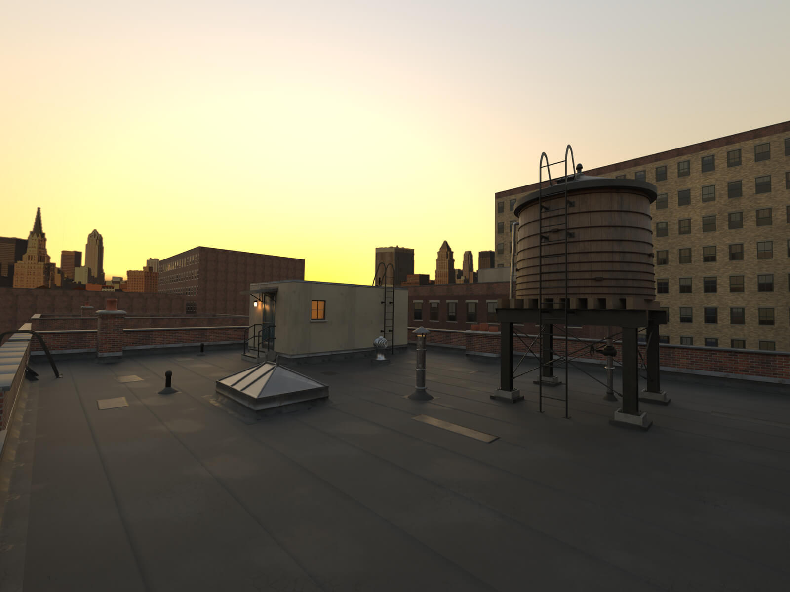 NYC Tenement Rooftop for DAZ Studio Daz Content