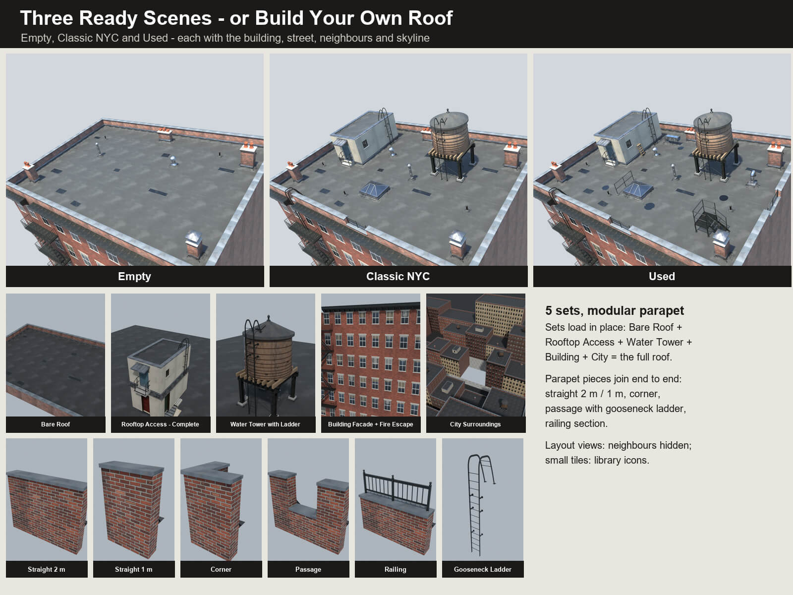 NYC Tenement Rooftop for DAZ Studio Daz Content