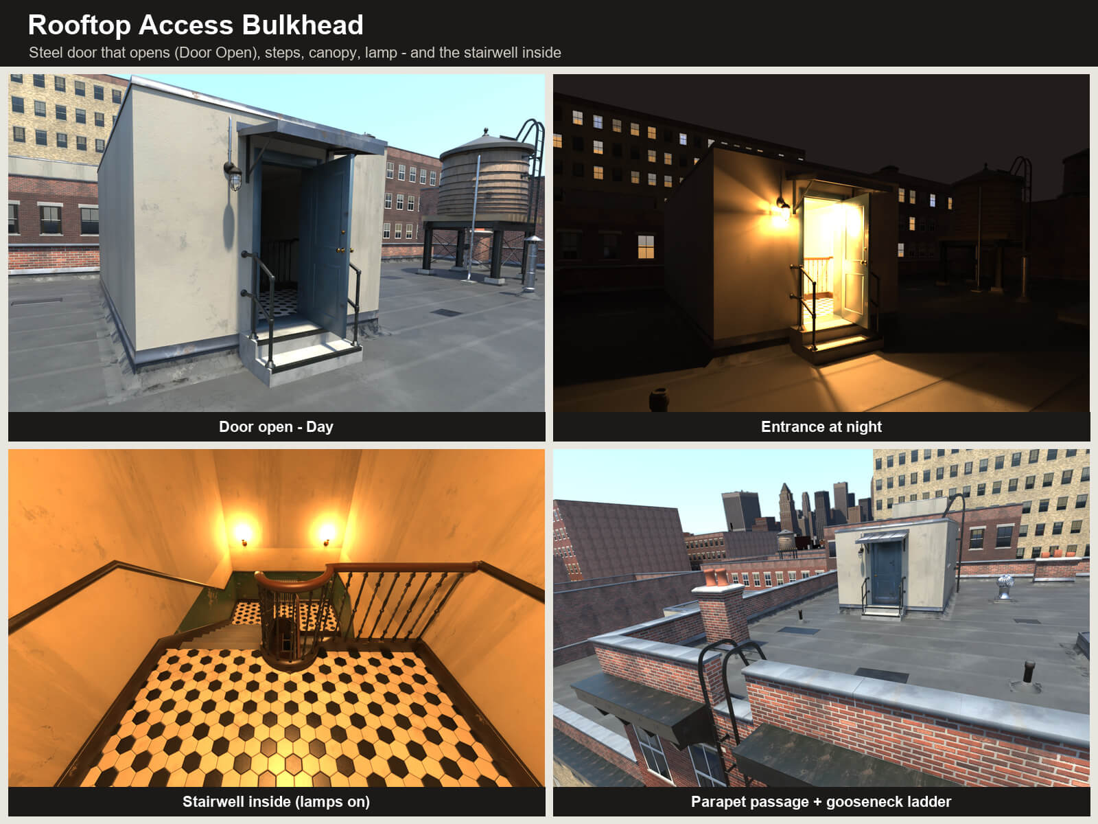 NYC Tenement Rooftop for DAZ Studio Daz Content
