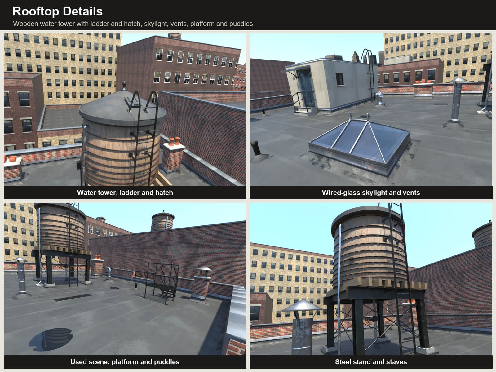 NYC Tenement Rooftop for DAZ Studio Daz Content