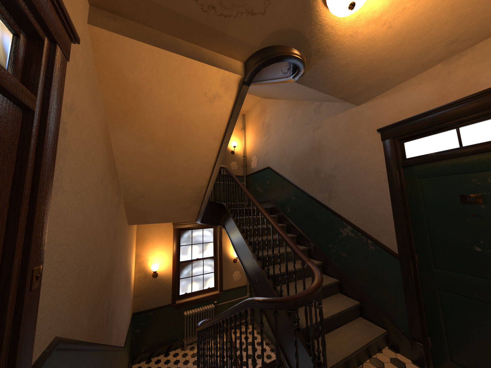NYC Tenement Staircase for DAZ Studio Daz Content