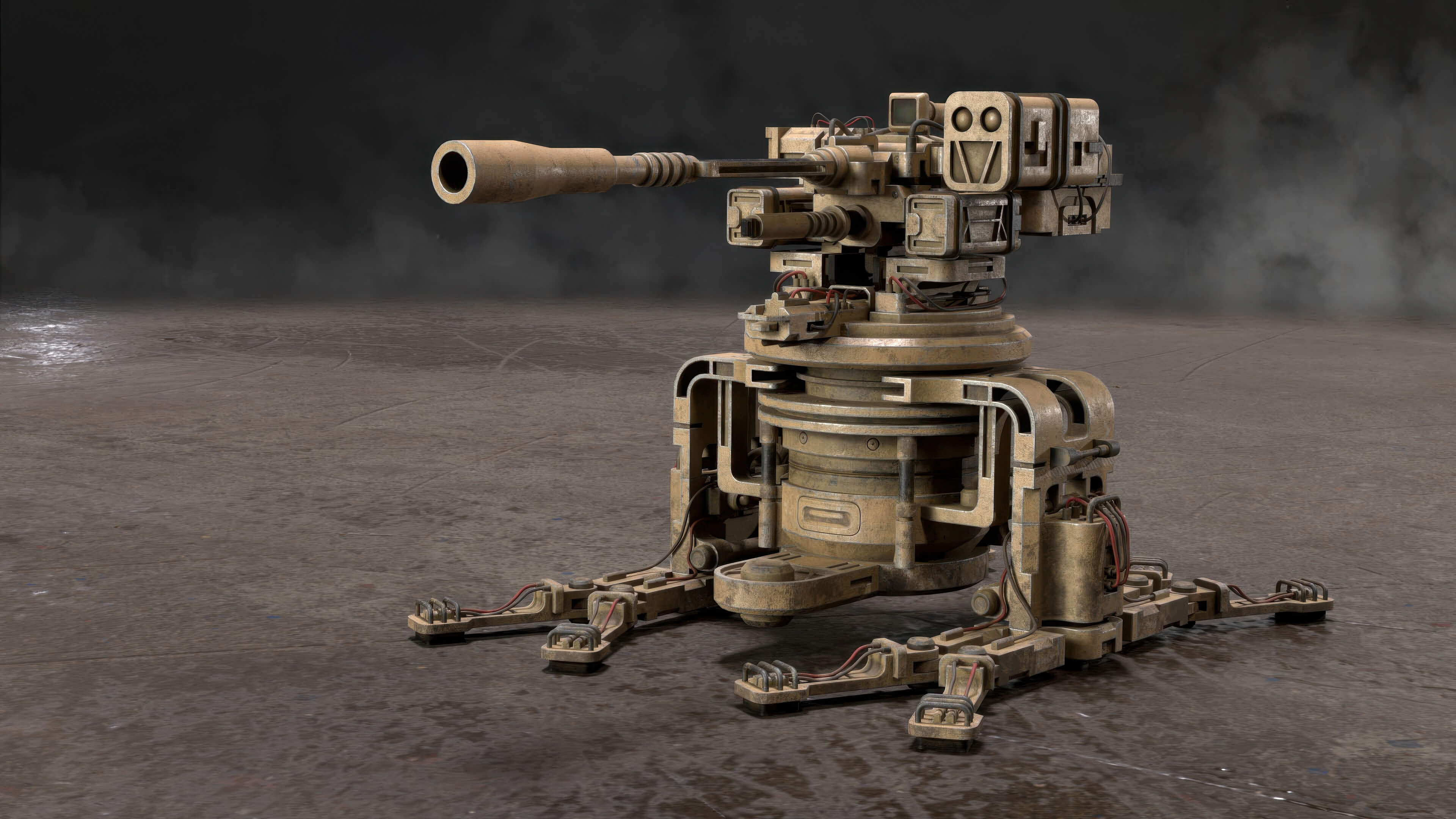 Sentry Gun-1-Desert-Dirty 3D Model